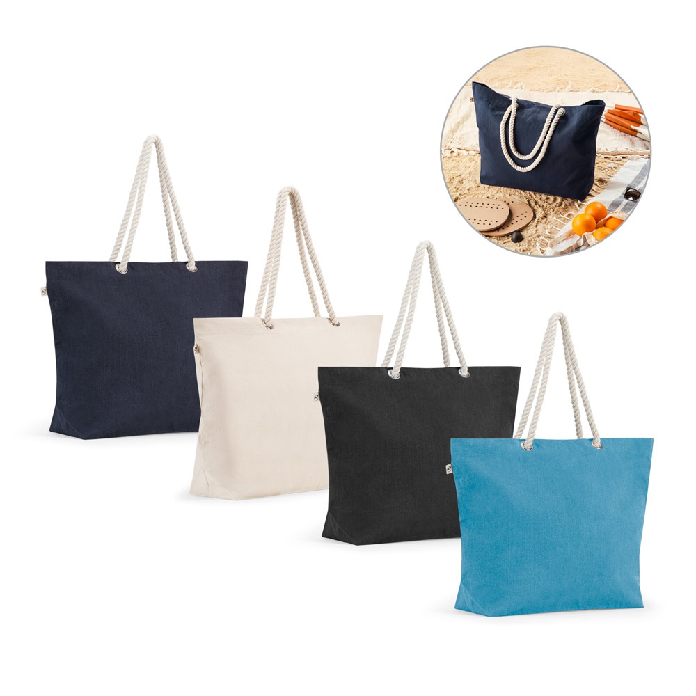ATHENS. Beach bag in recycled cotton (70%) and recycled polyester (30%) (220 g/m²)