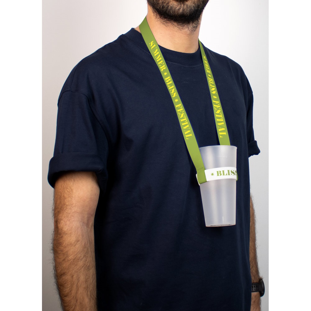 SWINDON. Polyester sublimation lanyard with elasticated sublimation cup holder