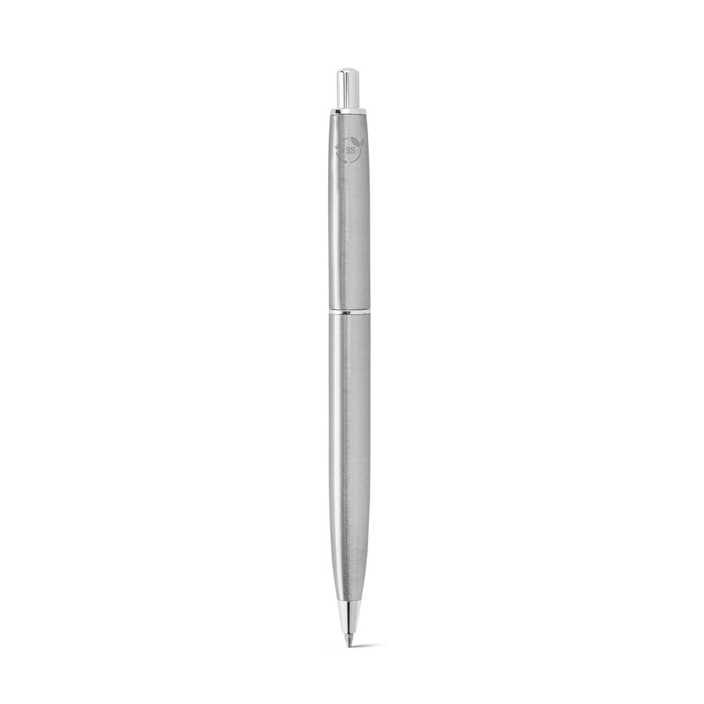 DOOLI. Stainless steel ballpoint pen (53% recycled), with shiny body