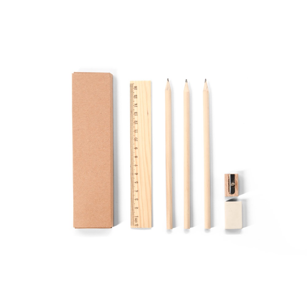 GEOFFREY. Versatile writing set consisting of pencil, sharpener, eraser and ruler