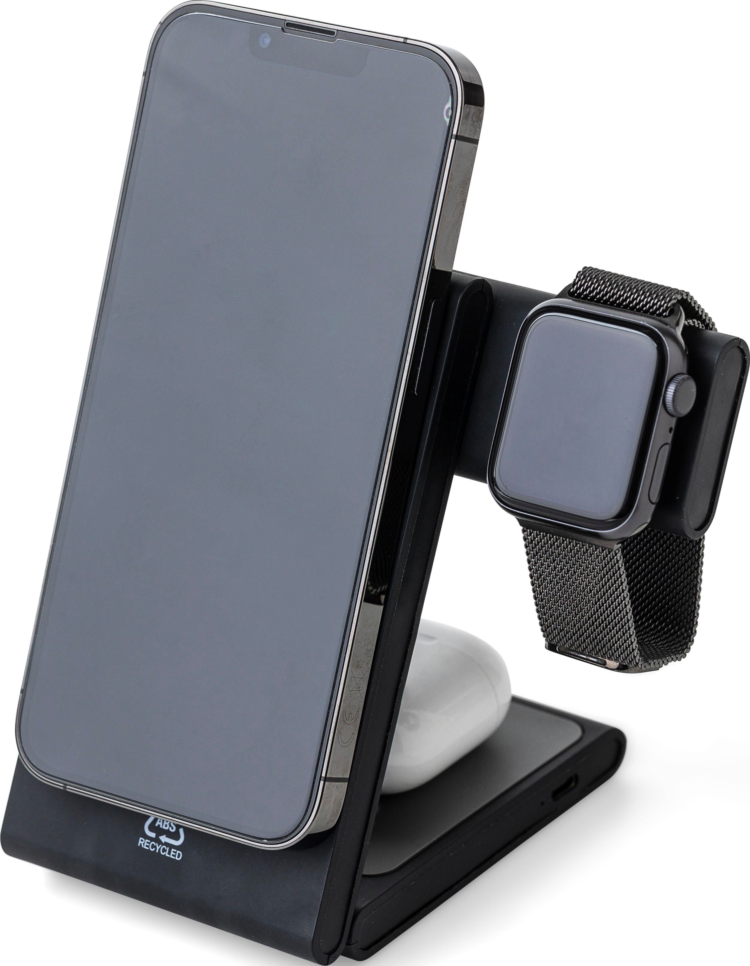 Cargador inalámbrico 3 en 1 de ABS reciclado Valerio