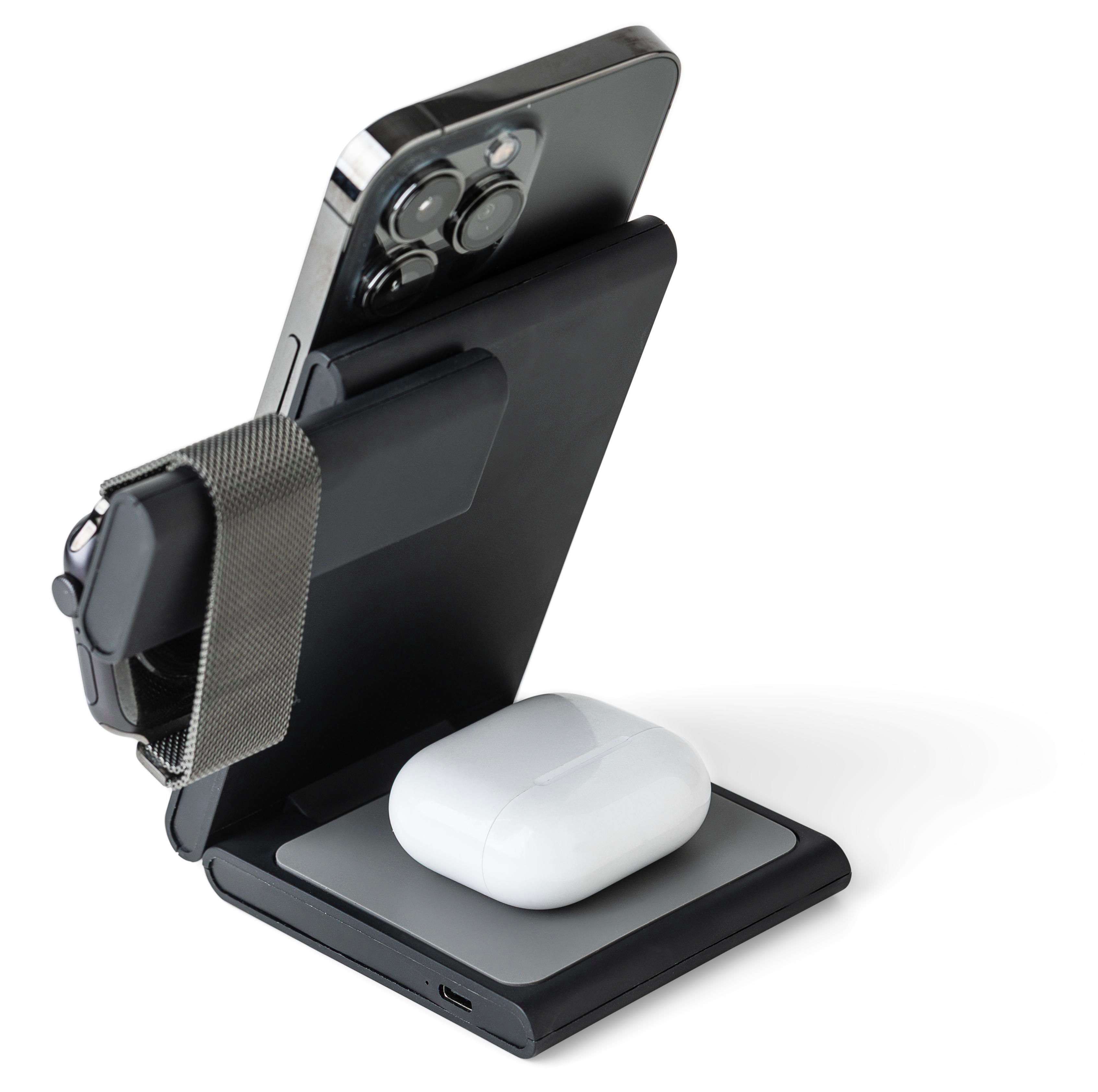 Cargador inalámbrico 3 en 1 de ABS reciclado Valerio