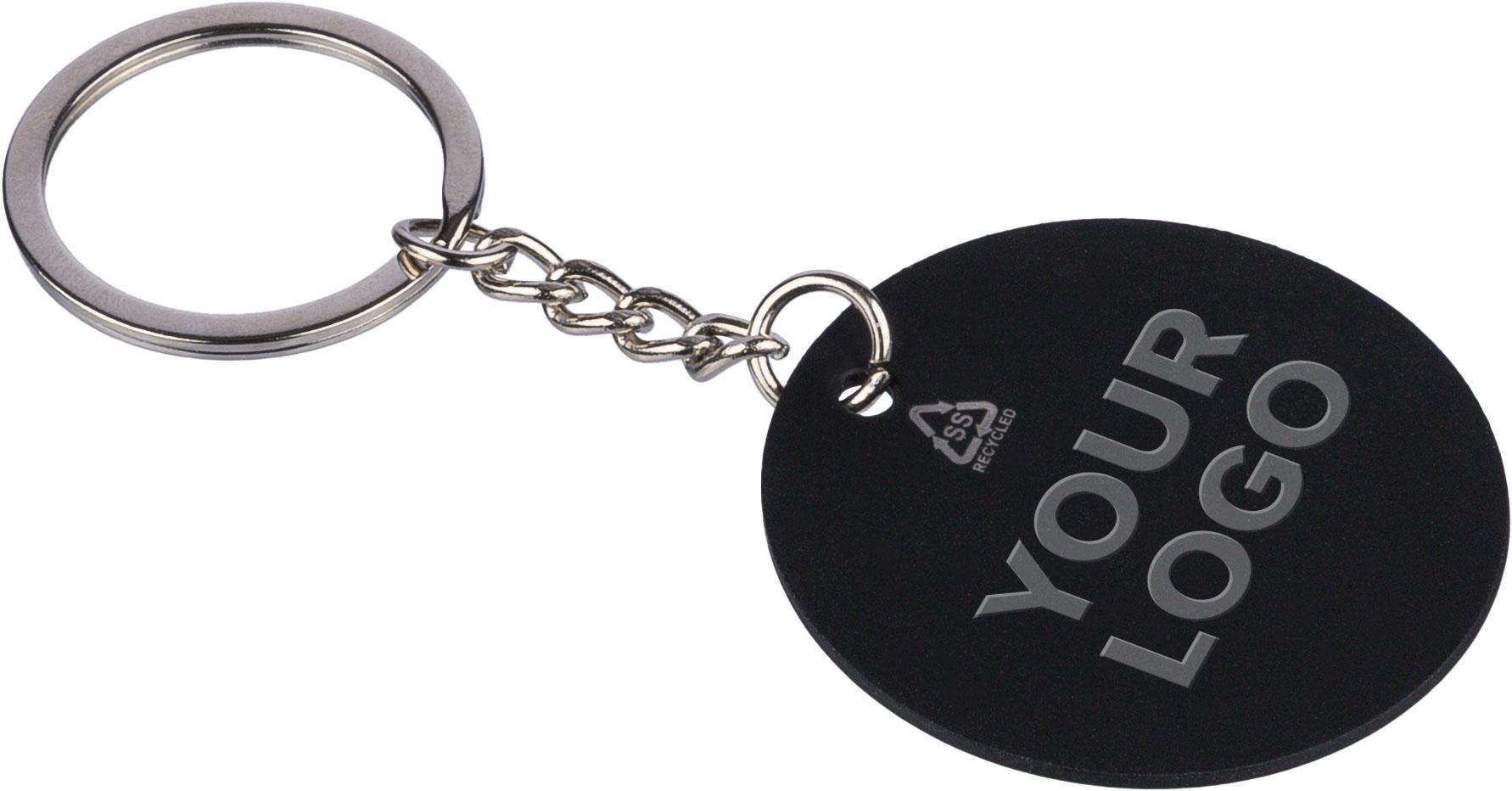 Llavero redondo de acero inox. reciclado Risa