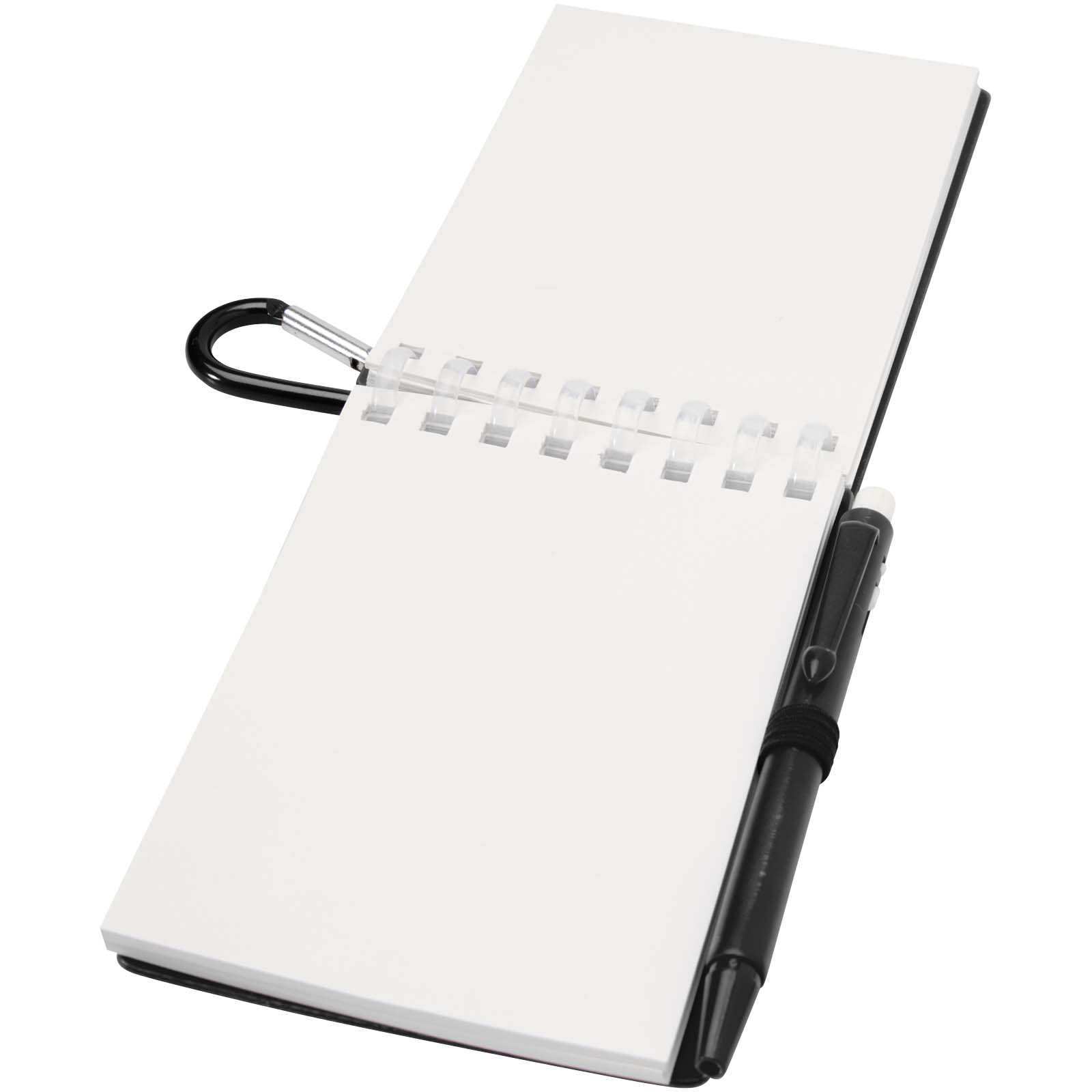 Set de libreta de tapa blanda y bolígrafo de exterior de material reciclado (tinta azul) Lig Mini