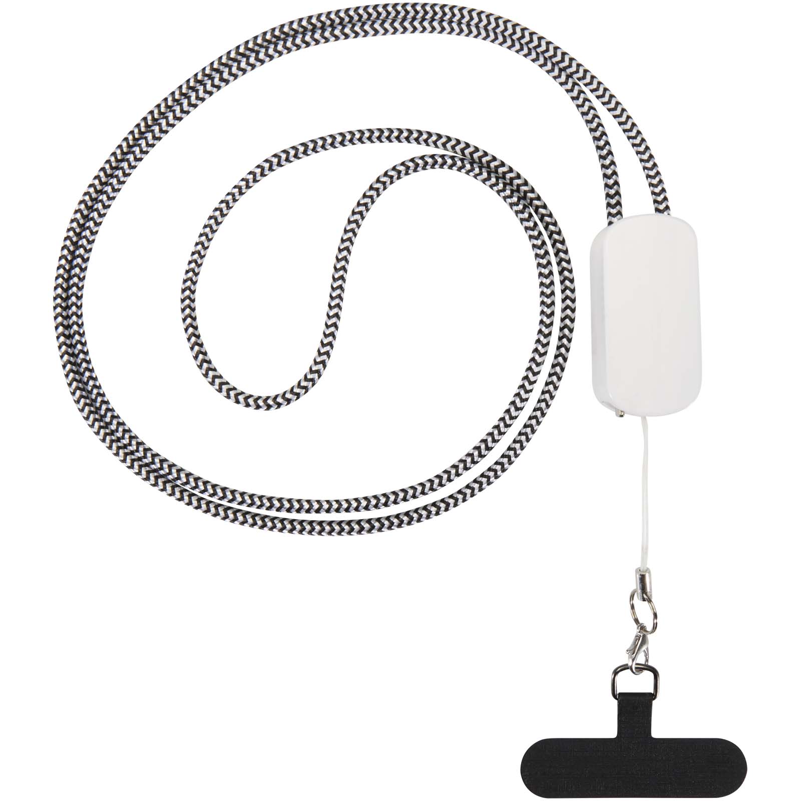 Anser recycled plastic smartphone lanyard with 27W 5-in-1 built-in cable