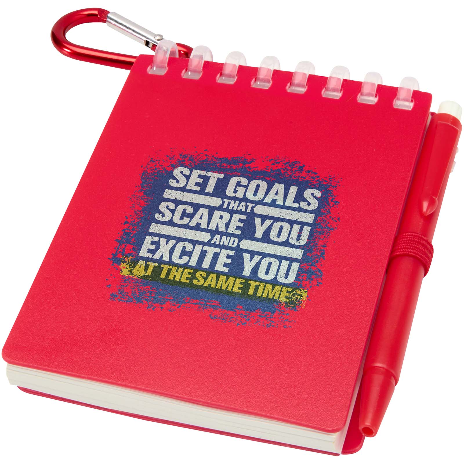 Set de libreta de tapa blanda y bolígrafo de exterior de material reciclado (tinta azul) Lig Mini