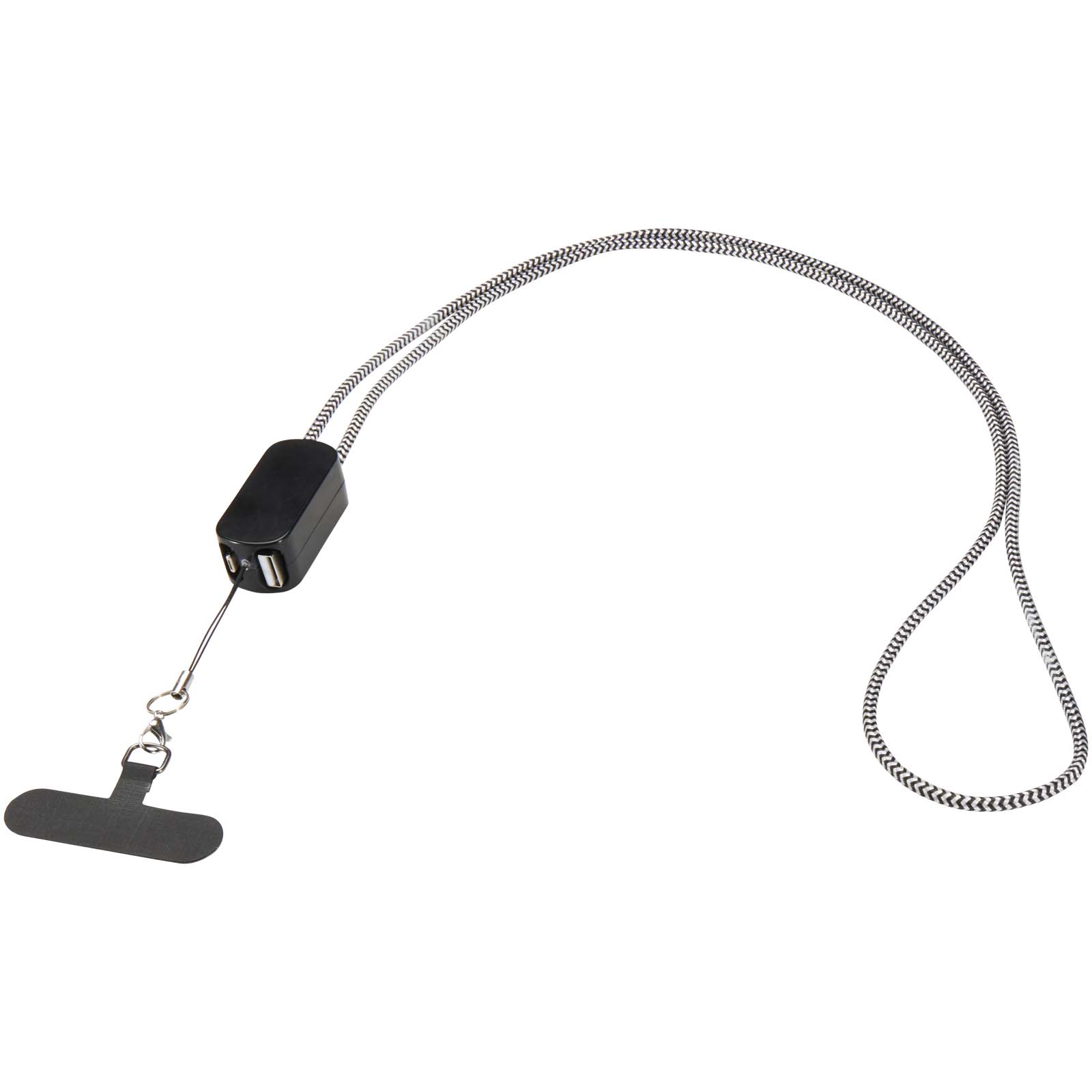 Anser recycled plastic smartphone lanyard with 27W 5-in-1 built-in cable