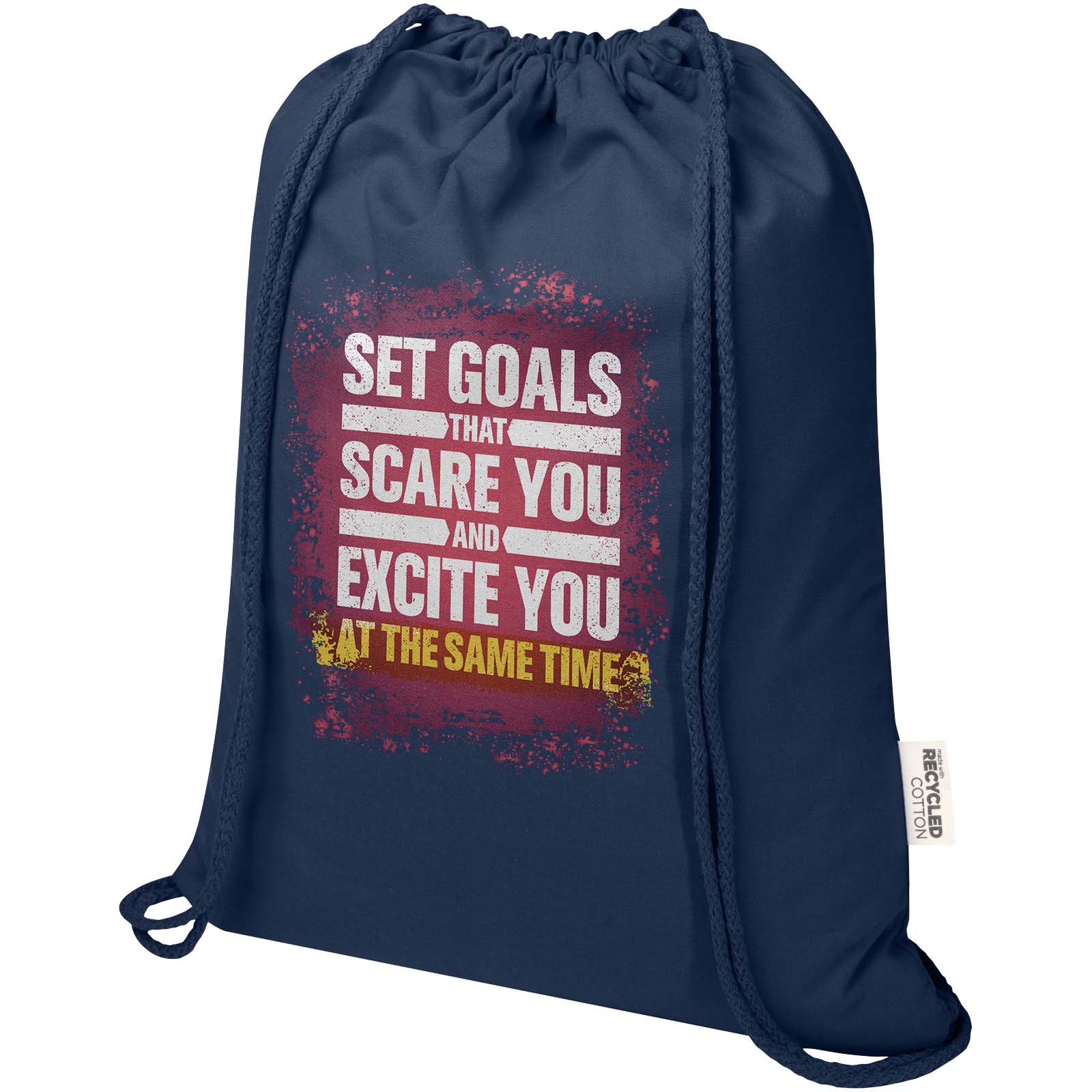 Bolsa con cuerdas de 5 l de algodón reciclado GRS de 180 g/m² Peru Blend