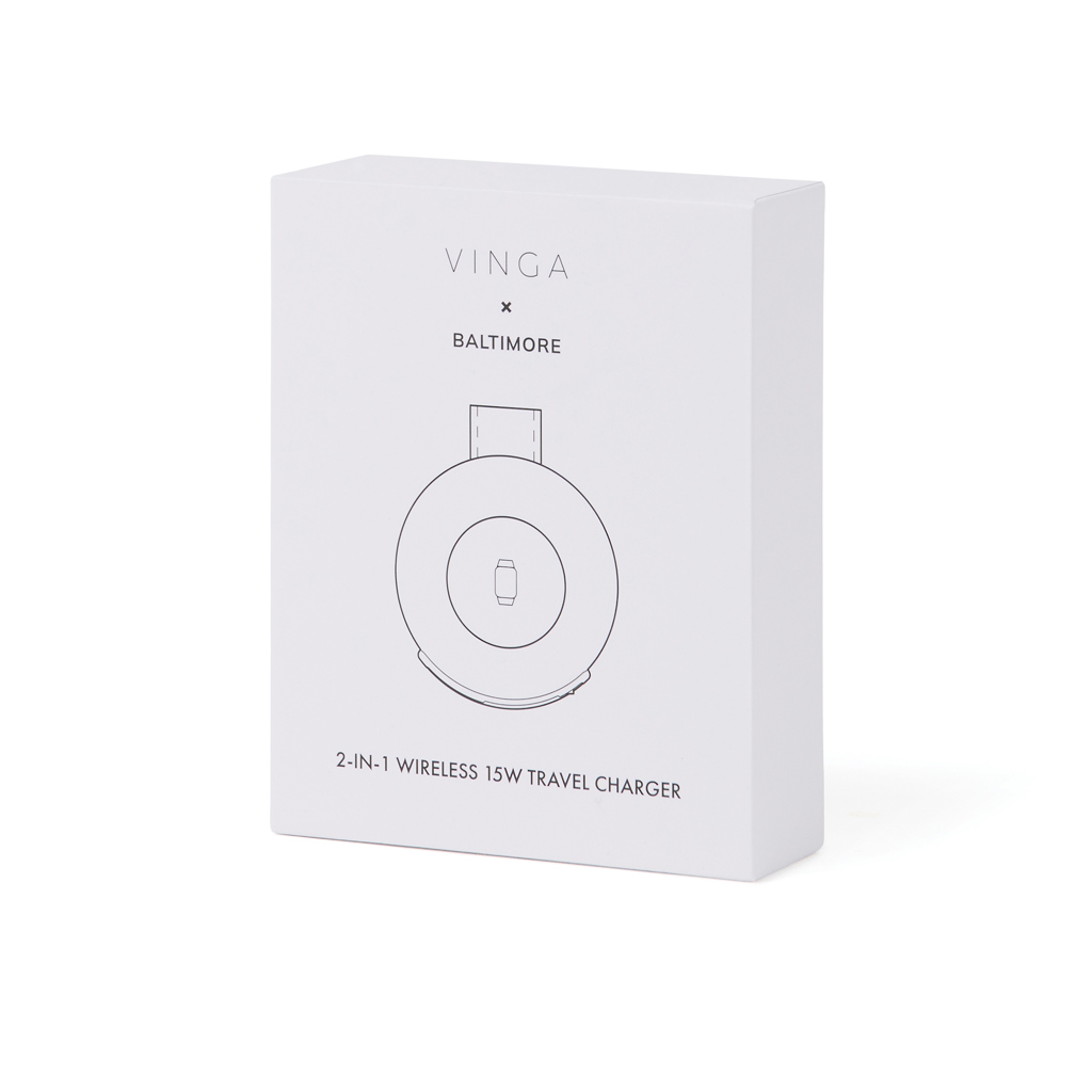 VINGA Baltimore RCS 2-in-1 Wireless 15W Travel Charger
