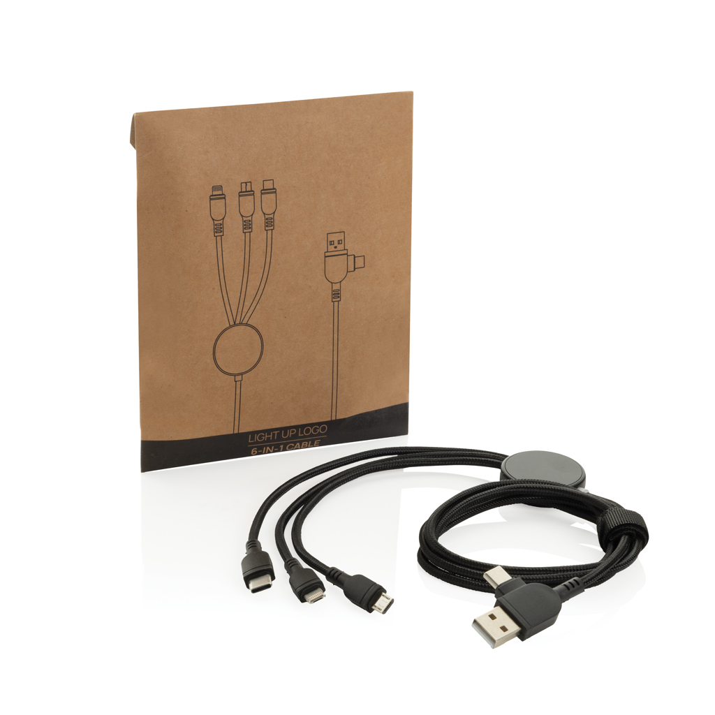 Cable 6 en 1 con logo iluminado