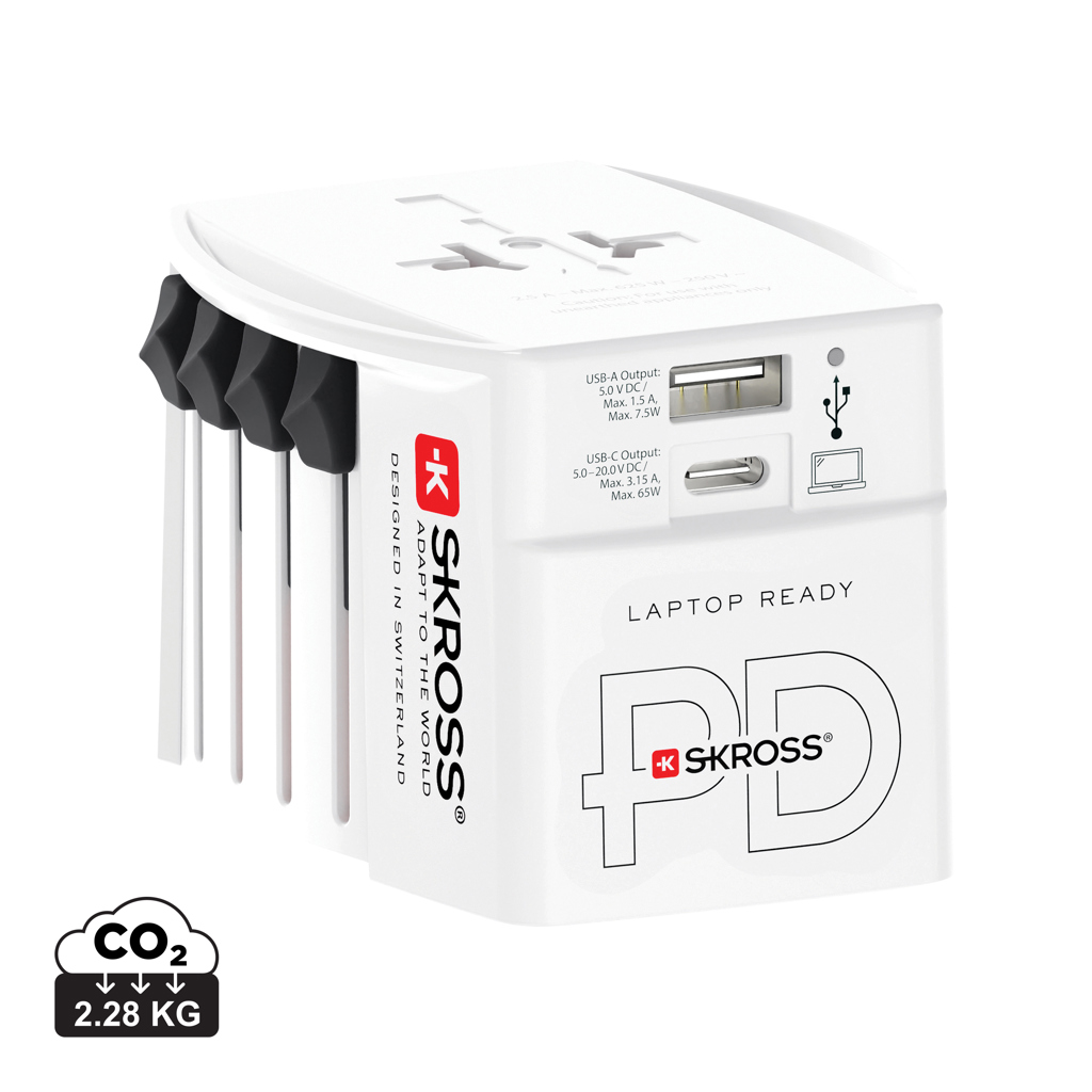 Adaptador de viaje mundial SKROSS MUV 65W PD con cable C USB