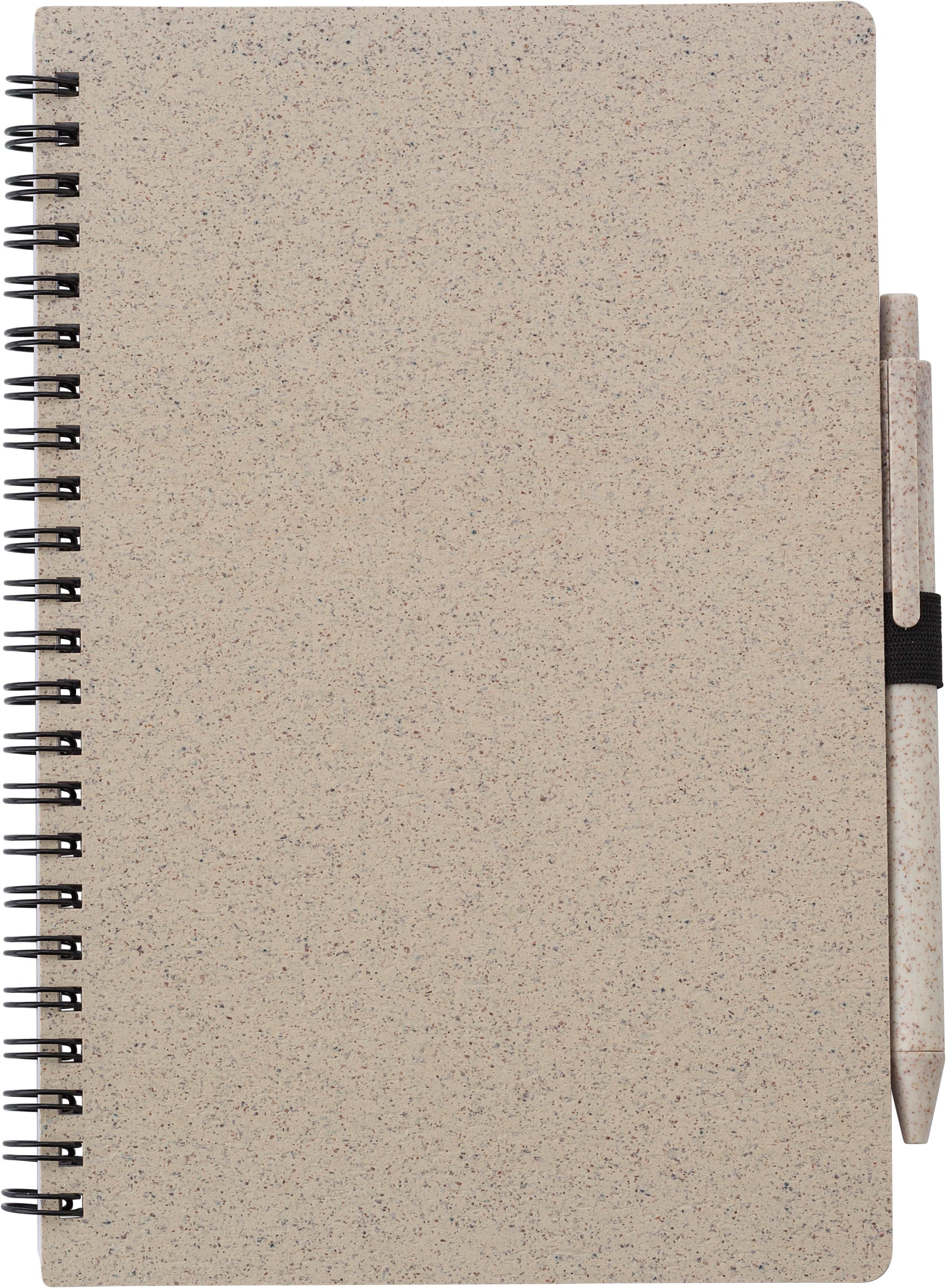 Wheat straw notebook with pen Massimo