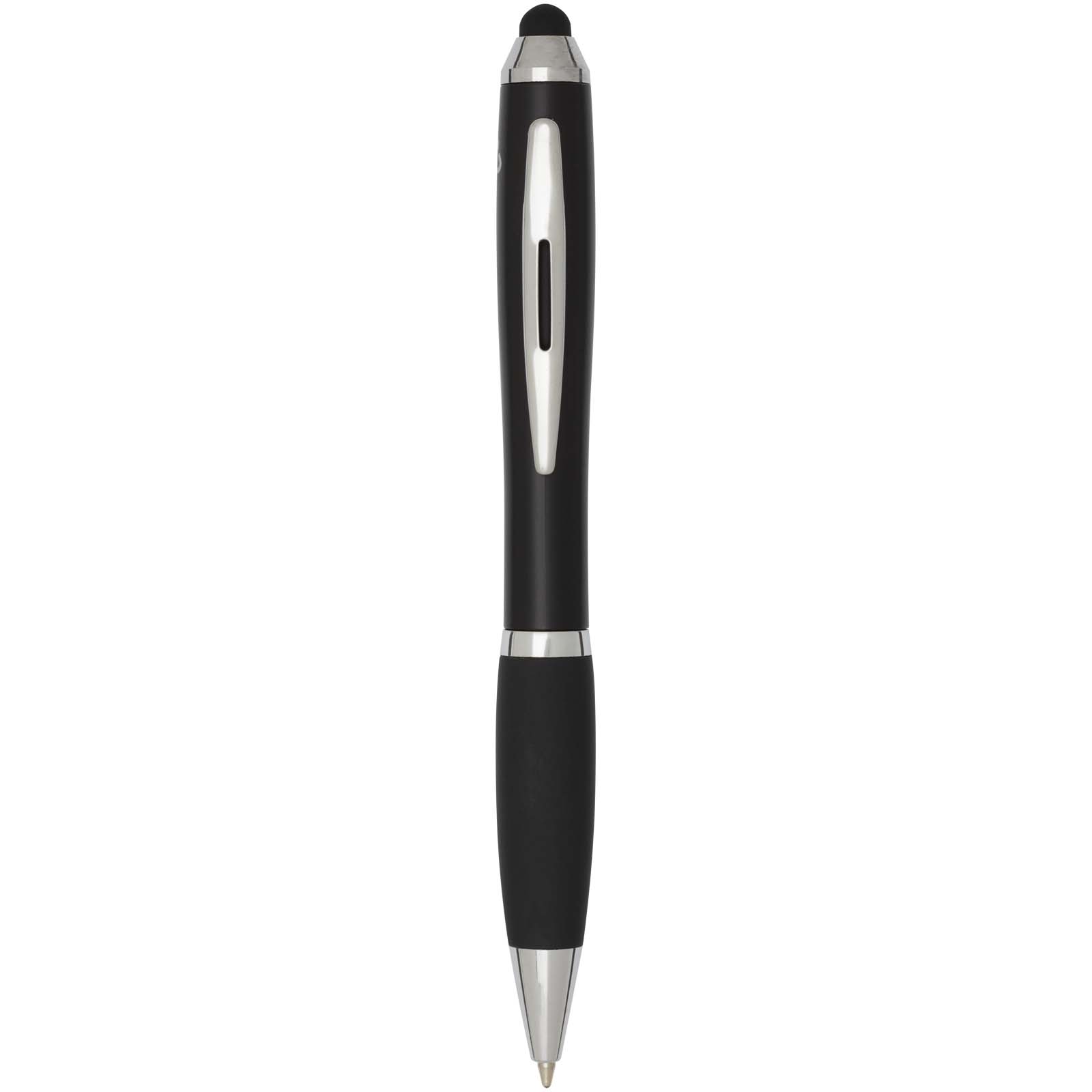 Nash RCS recycled plastic stylus ballpoint pen with coloured barrel and black grip (blue ink)