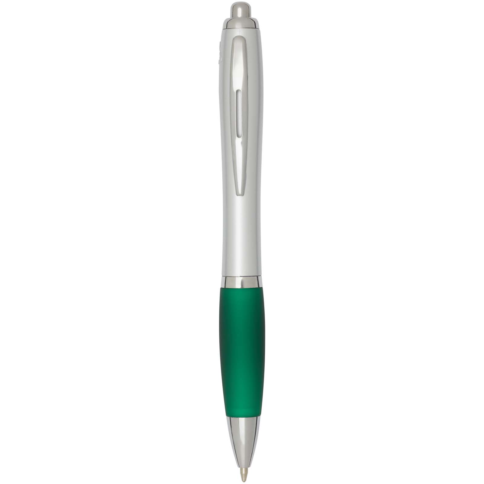 Nash RCS recycled plastic ballpoint pen with silver barrel and coloured grip (black ink)