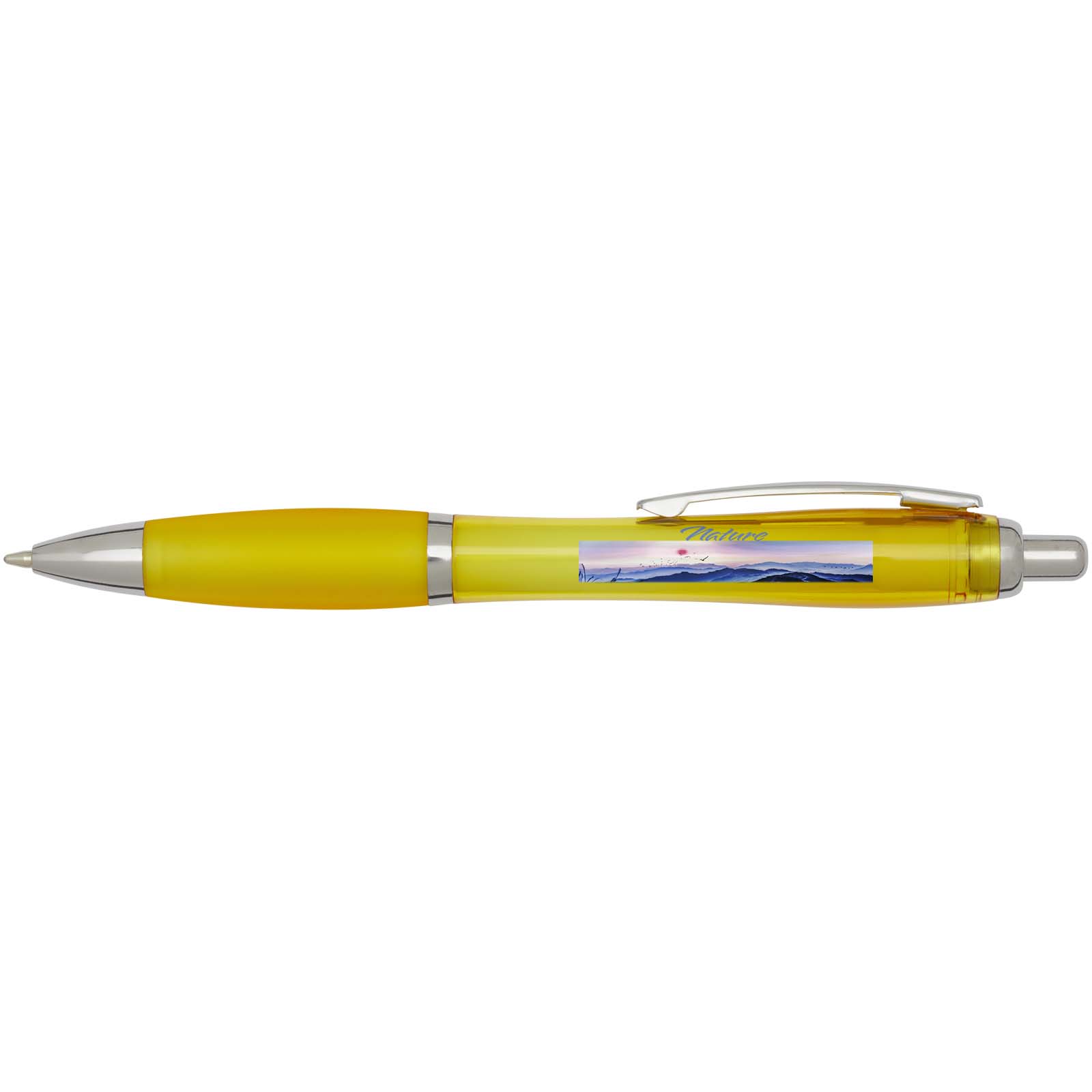 Bolígrafo de plástico reciclado con certificado RCS y cuerpo y empuñadura de color (tinta azul) Nash