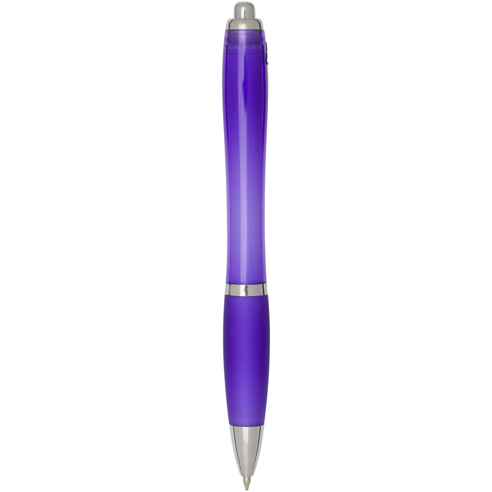 Bolígrafo de plástico reciclado con certificado RCS y cuerpo y empuñadura de color (tinta negra) Nash