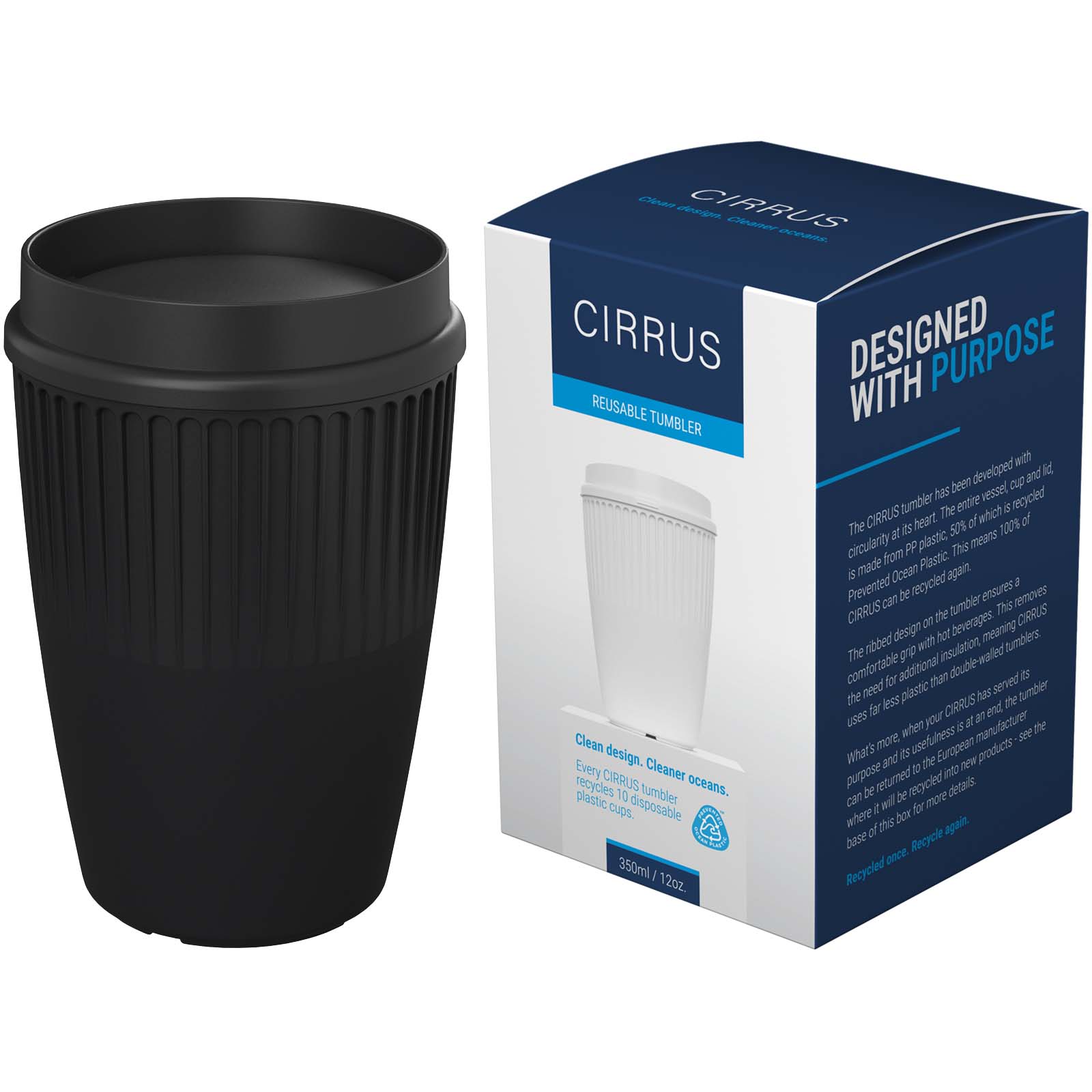 Vaso de 350 ml con tapa de 360° Cirrus POP