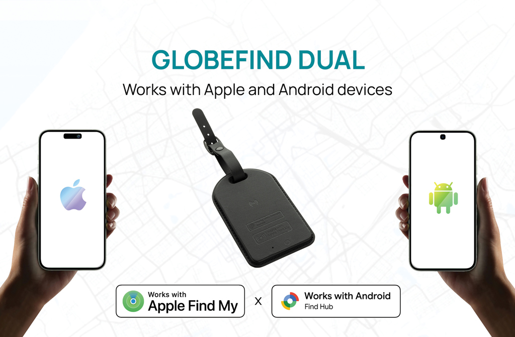 Globefind Dual RCS luggage tag with worldwide locating