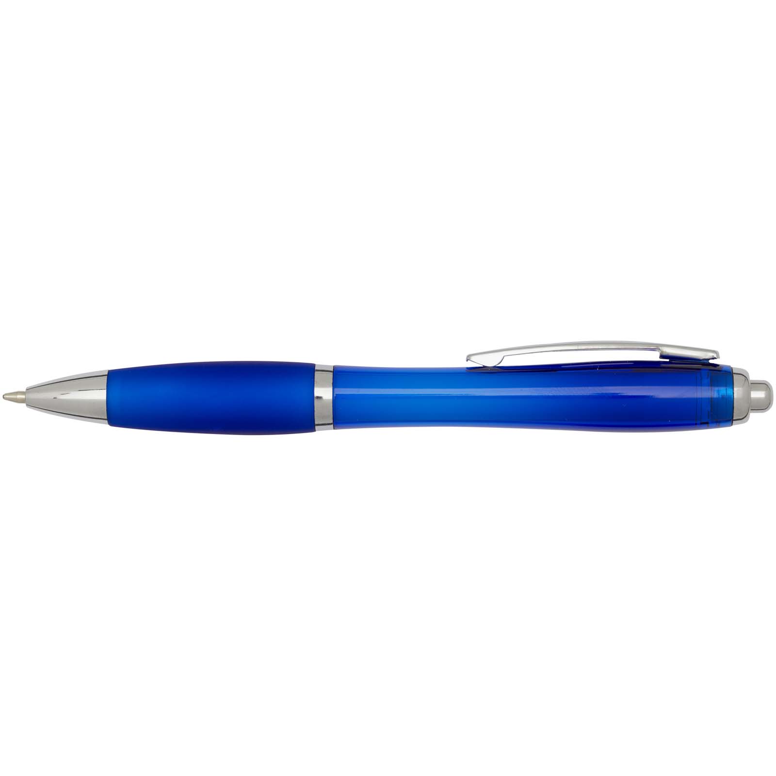 Bolígrafo de plástico reciclado con certificado RCS y cuerpo y empuñadura de color (tinta azul) Nash