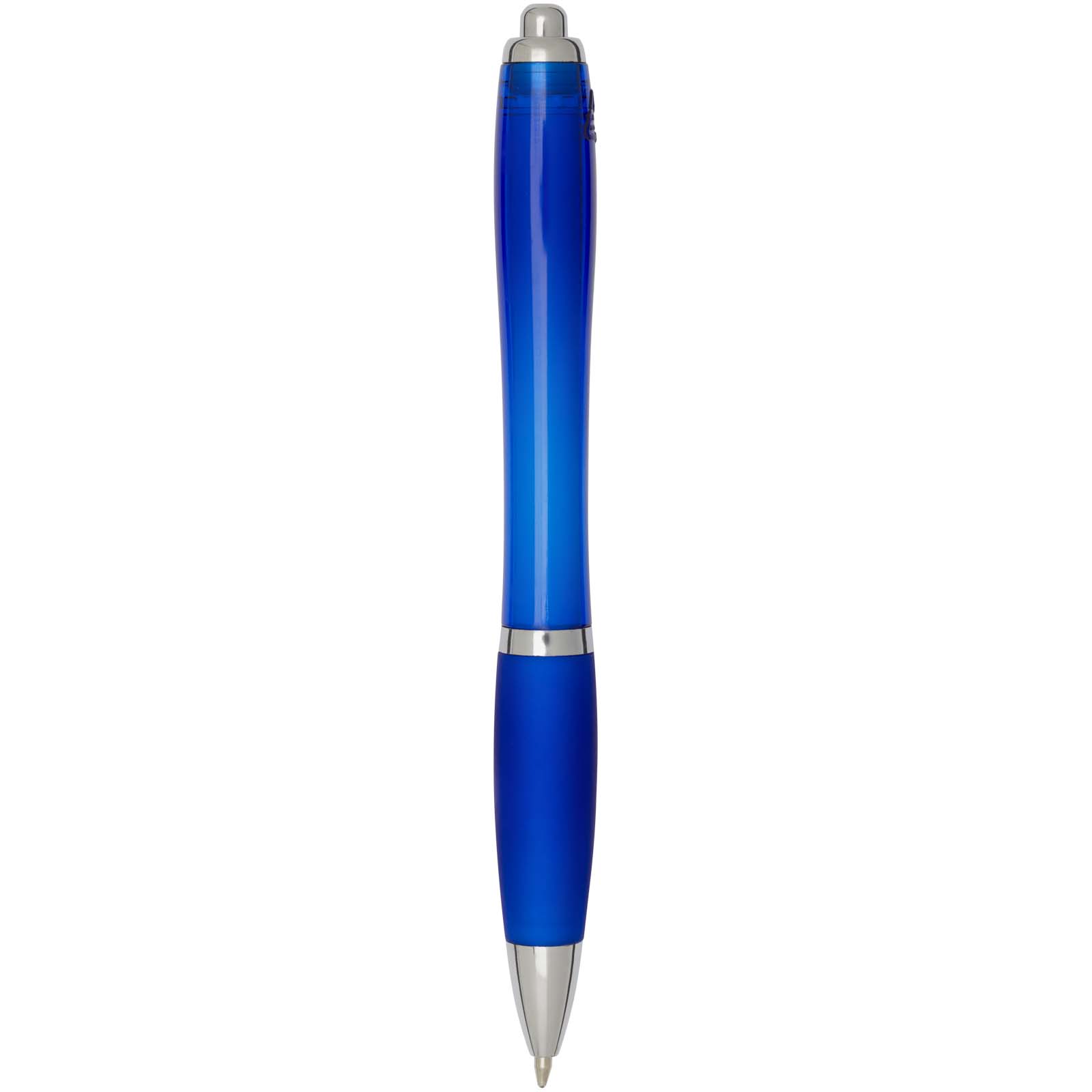 Bolígrafo de plástico reciclado con certificado RCS y cuerpo y empuñadura de color (tinta azul) Nash
