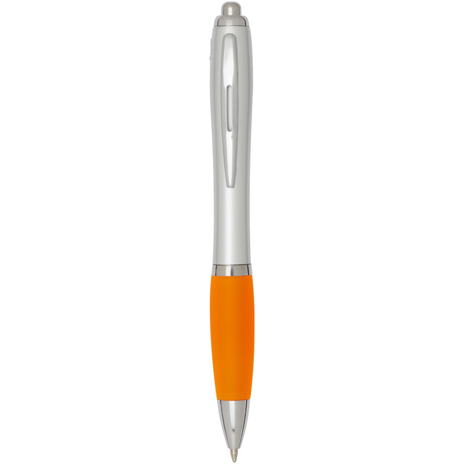 Nash RCS recycled plastic ballpoint pen with silver barrel and coloured grip (black ink)