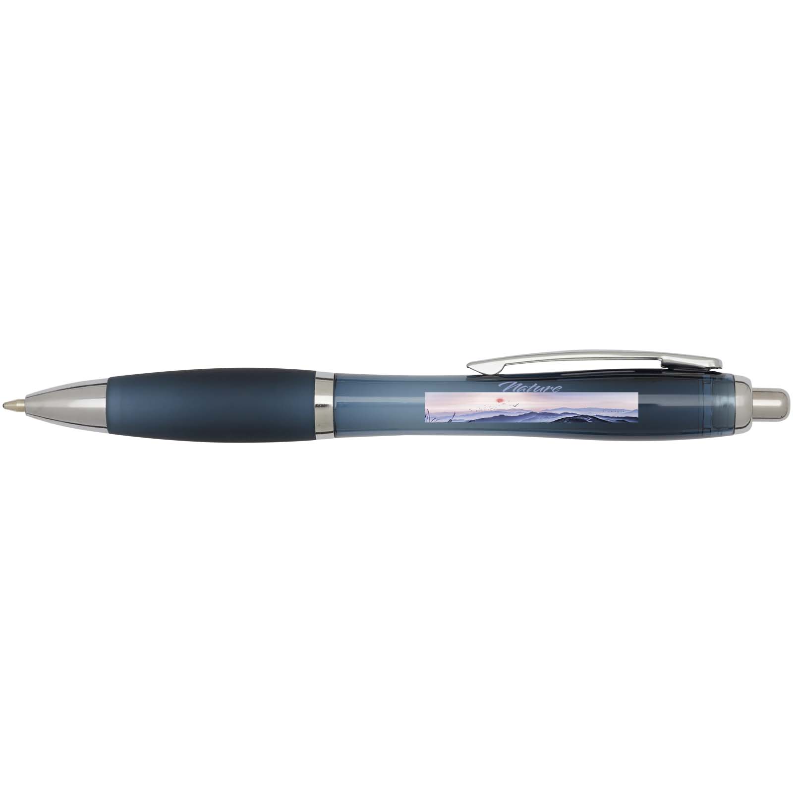 Bolígrafo de plástico reciclado con certificado RCS y cuerpo y empuñadura de color (tinta azul) Nash