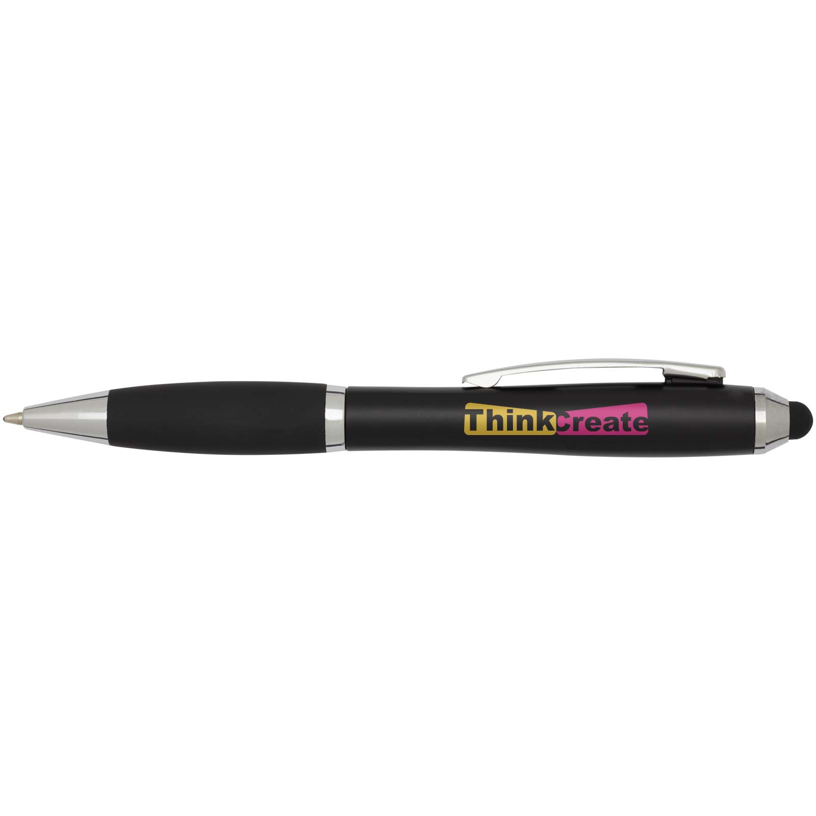 Nash RCS recycled plastic stylus ballpoint pen with coloured barrel and black grip (black ink)