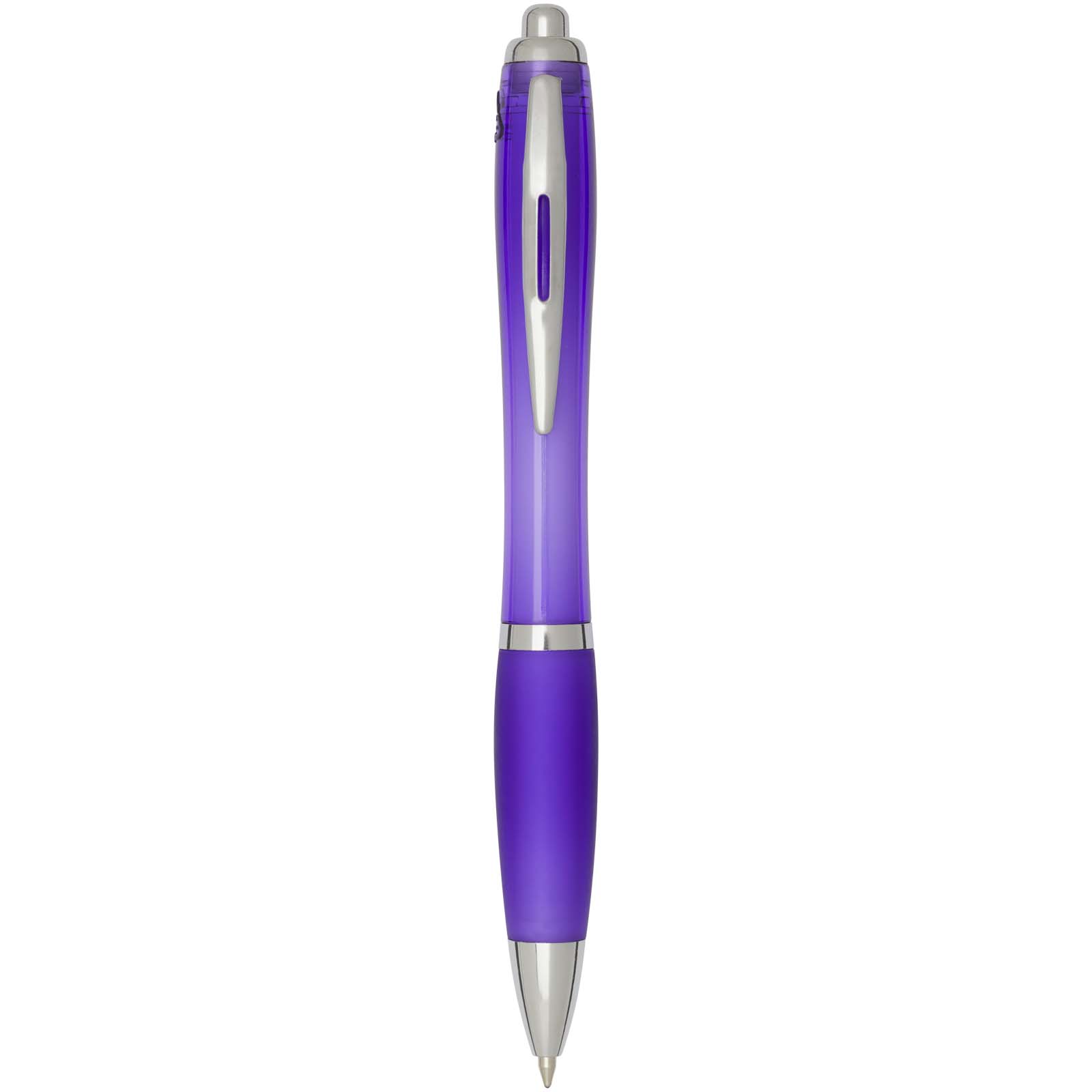 Bolígrafo de plástico reciclado con certificado RCS y cuerpo y empuñadura de color (tinta azul) Nash