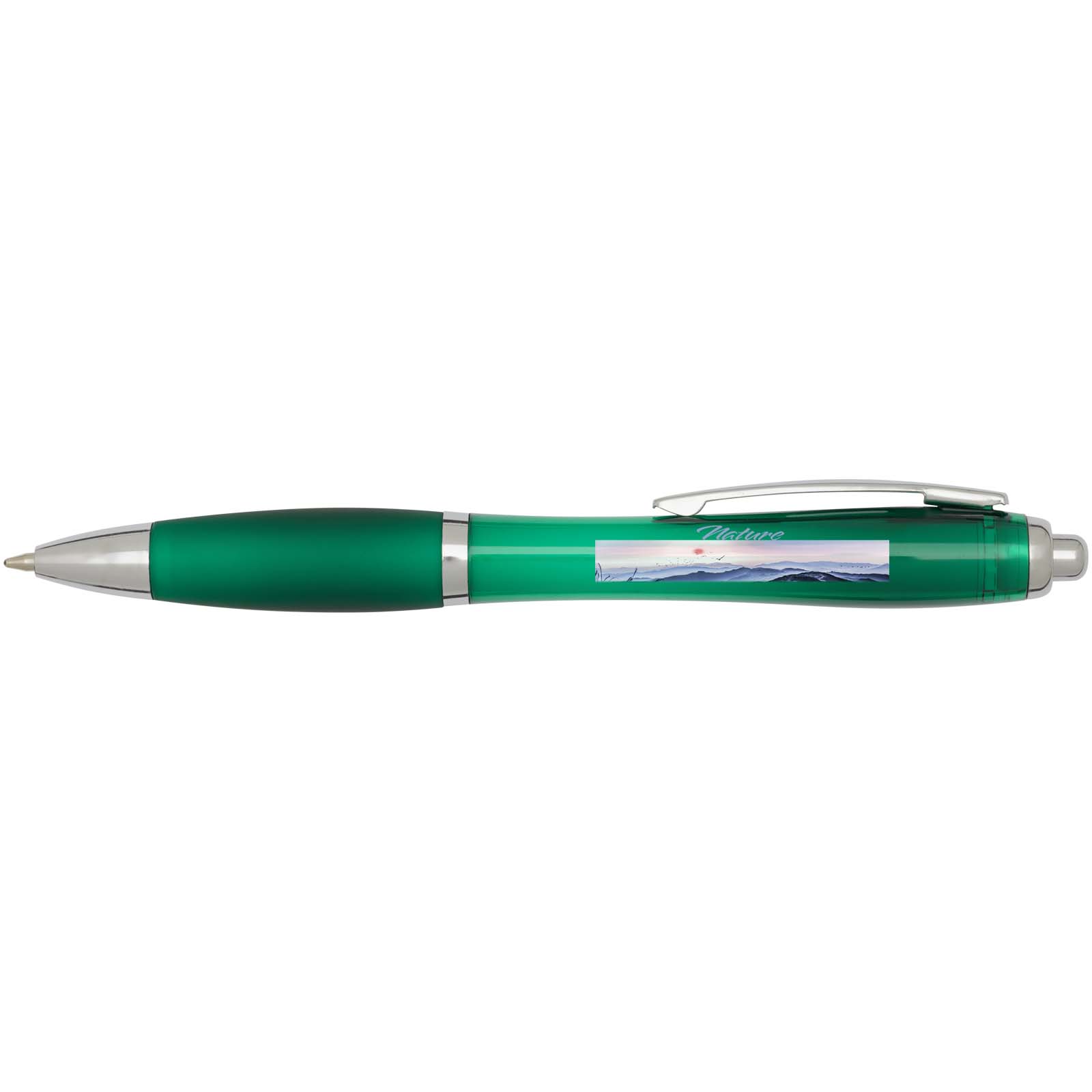 Bolígrafo de plástico reciclado con certificado RCS y cuerpo y empuñadura de color (tinta azul) Nash