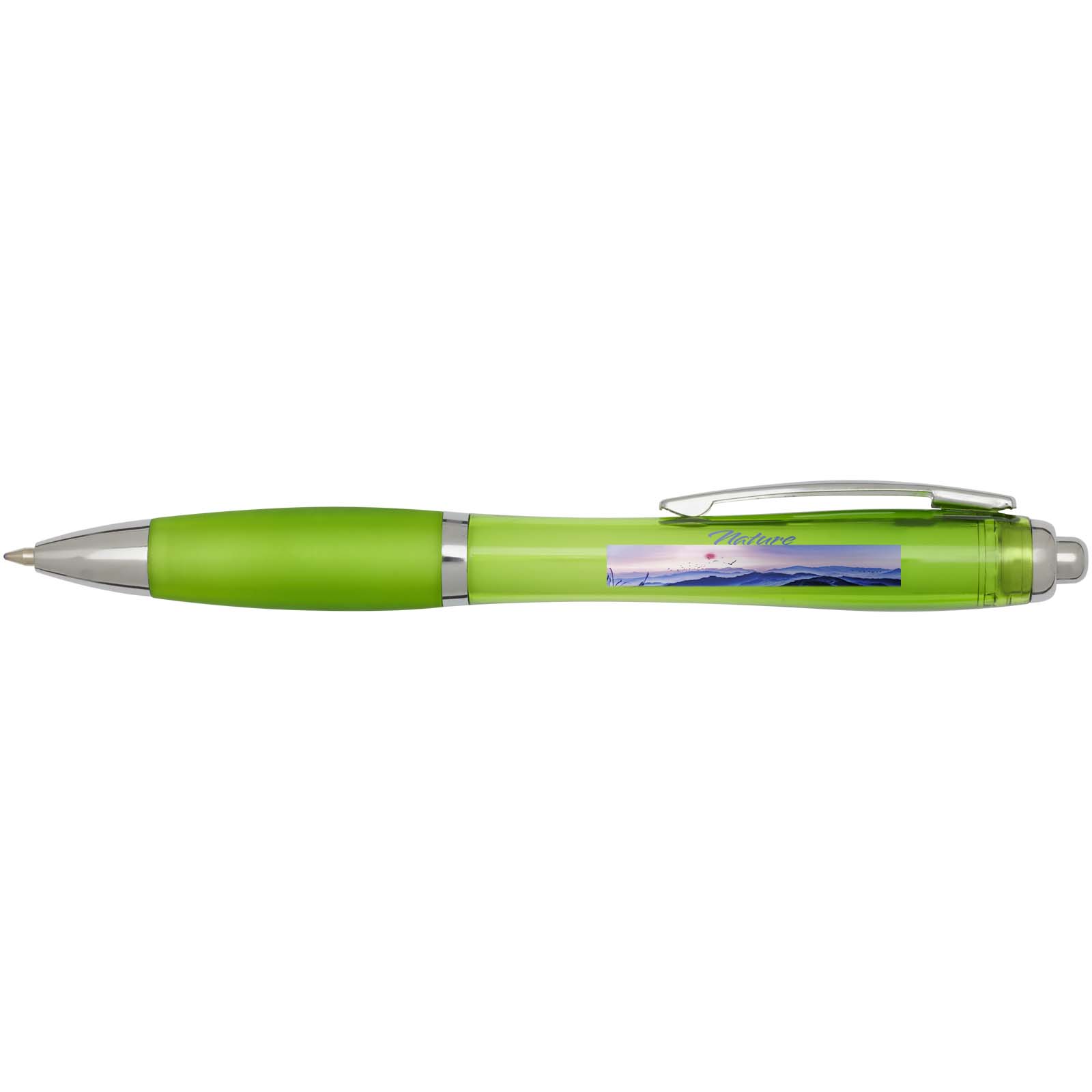 Bolígrafo de plástico reciclado con certificado RCS y cuerpo y empuñadura de color (tinta negra) Nash