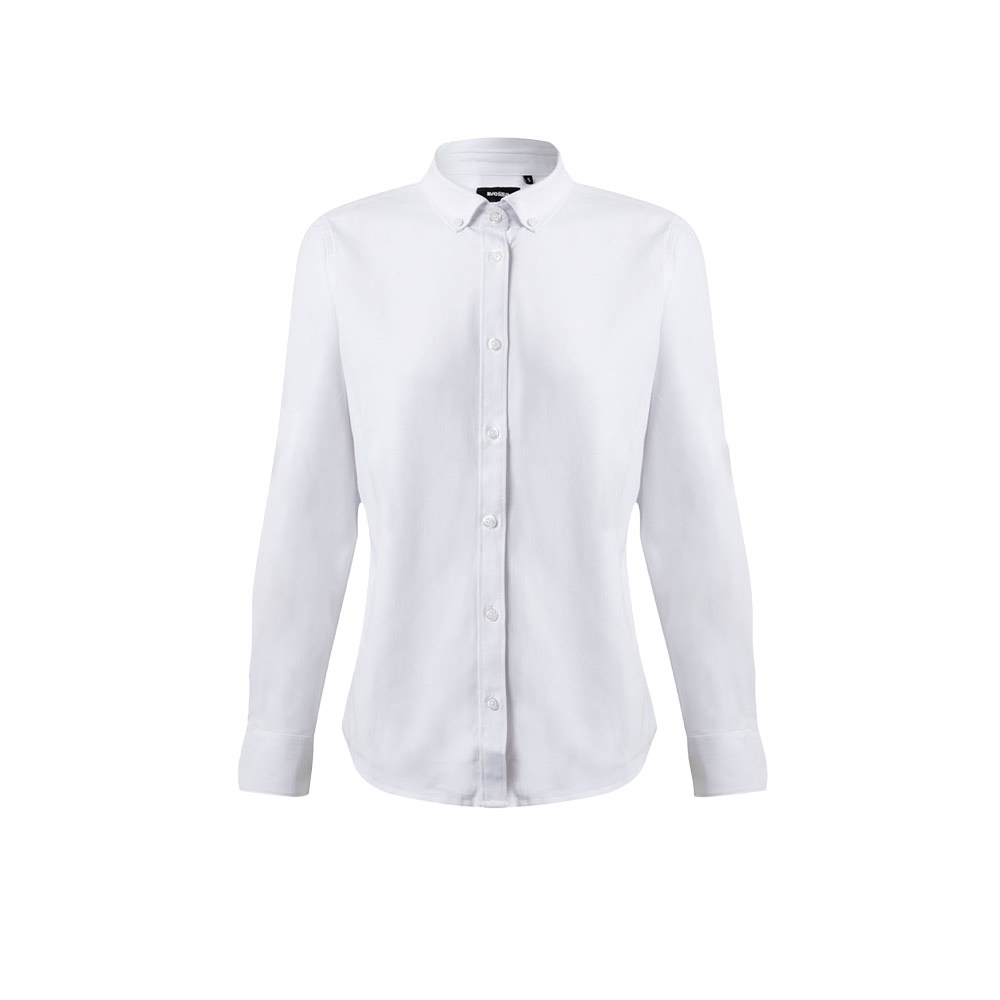 VL PRITHVI WOMEN. Camisa Oxford (180 g/m²) para mujer, fabricada en algodón (50 %), poliéster (45 %) y elastano (5 %)