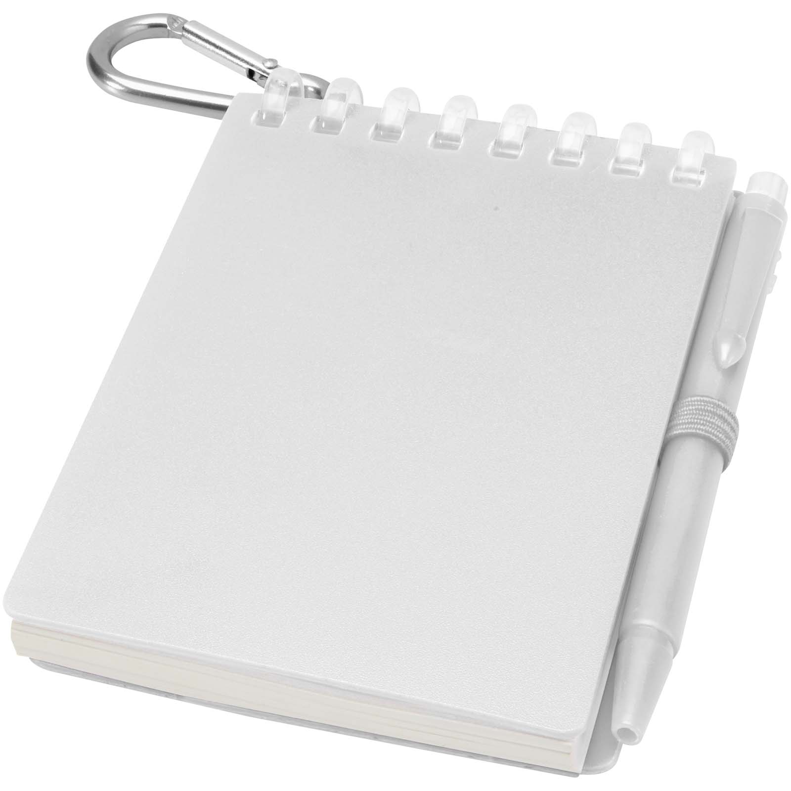 Set de libreta de tapa blanda y bolígrafo de exterior de material reciclado (tinta azul) Lig Mini