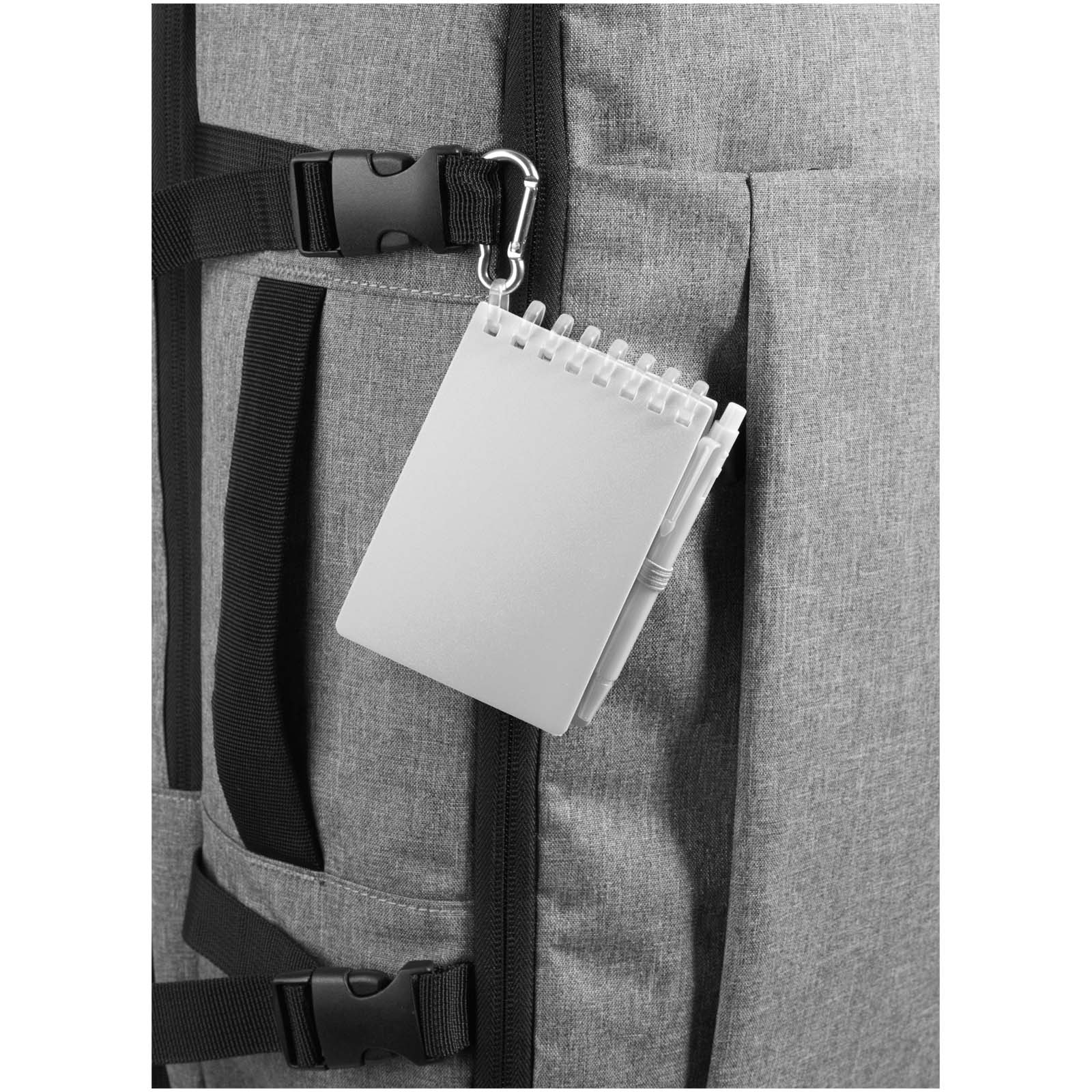 Set de libreta de tapa blanda y bolígrafo de exterior de material reciclado (tinta azul) Lig Mini