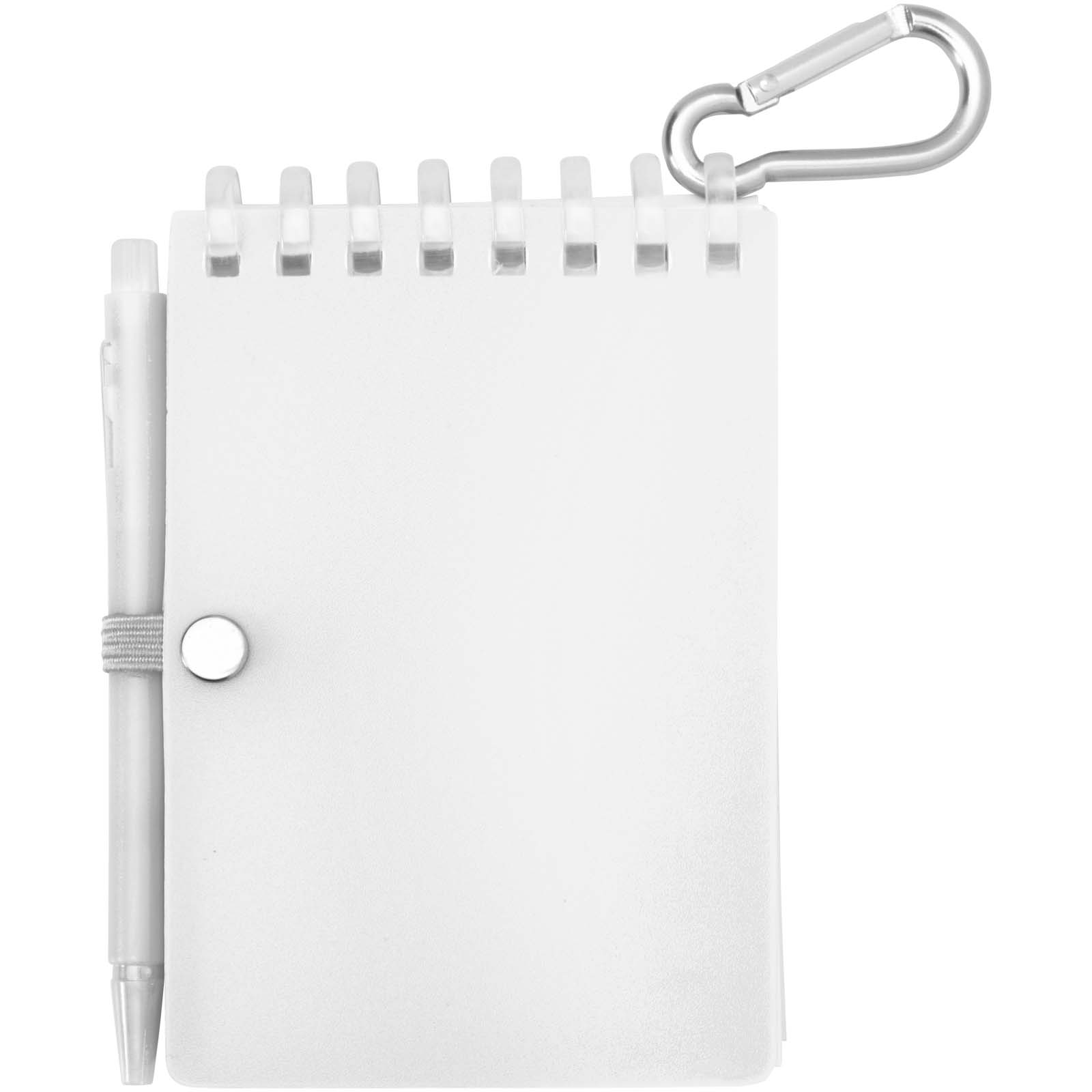 Set de libreta de tapa blanda y bolígrafo de exterior de material reciclado (tinta azul) Lig Mini