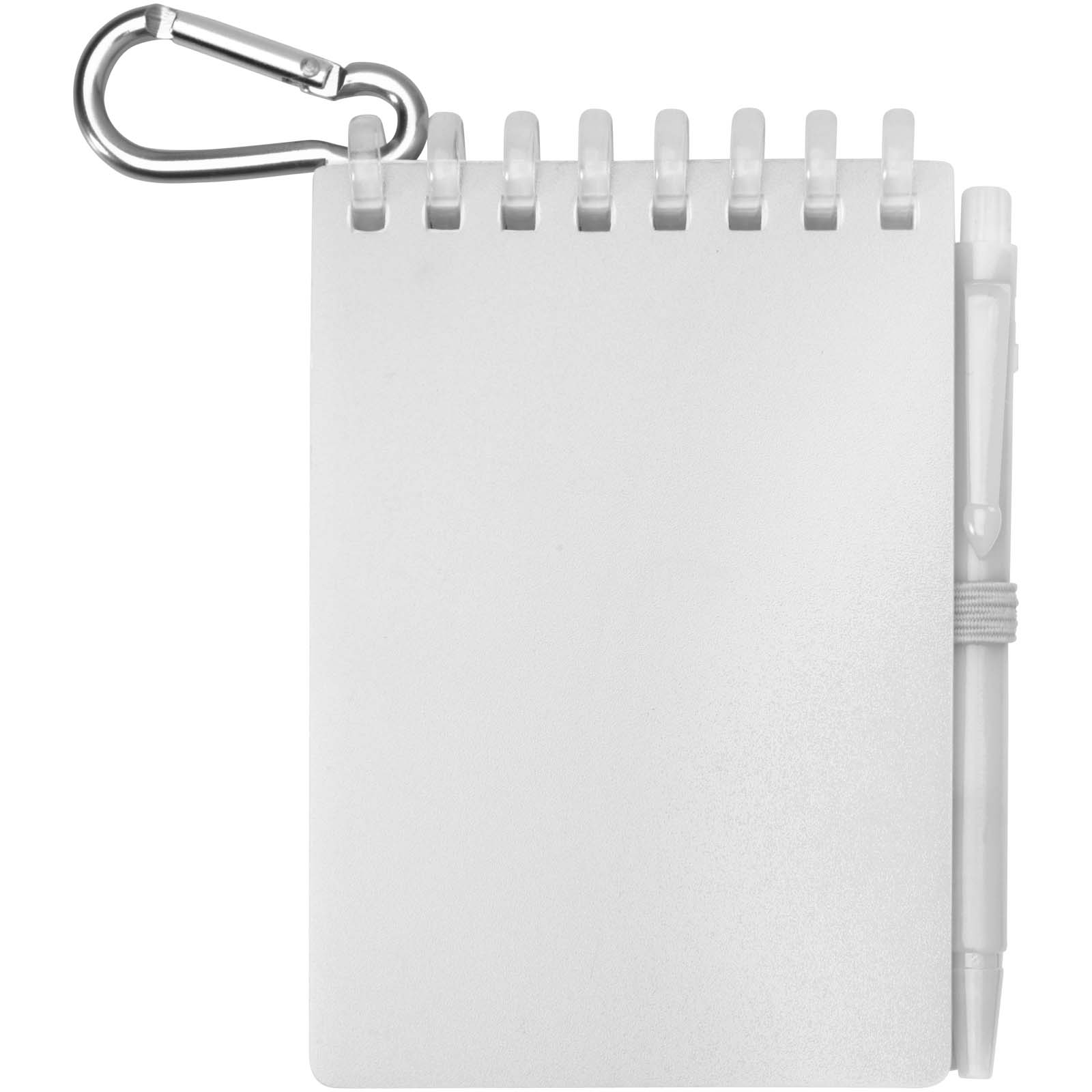 Set de libreta de tapa blanda y bolígrafo de exterior de material reciclado (tinta azul) Lig Mini