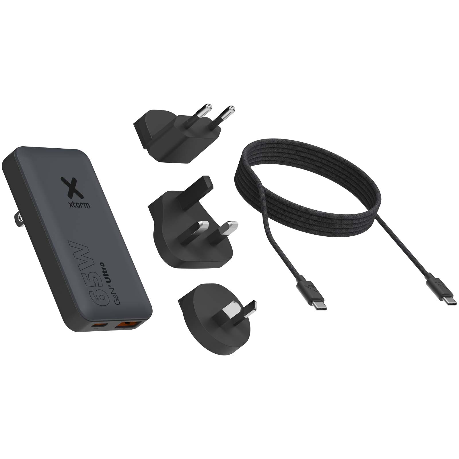 Cargador de viaje de carga rápida de 65 W con cable y estuche Xtorm