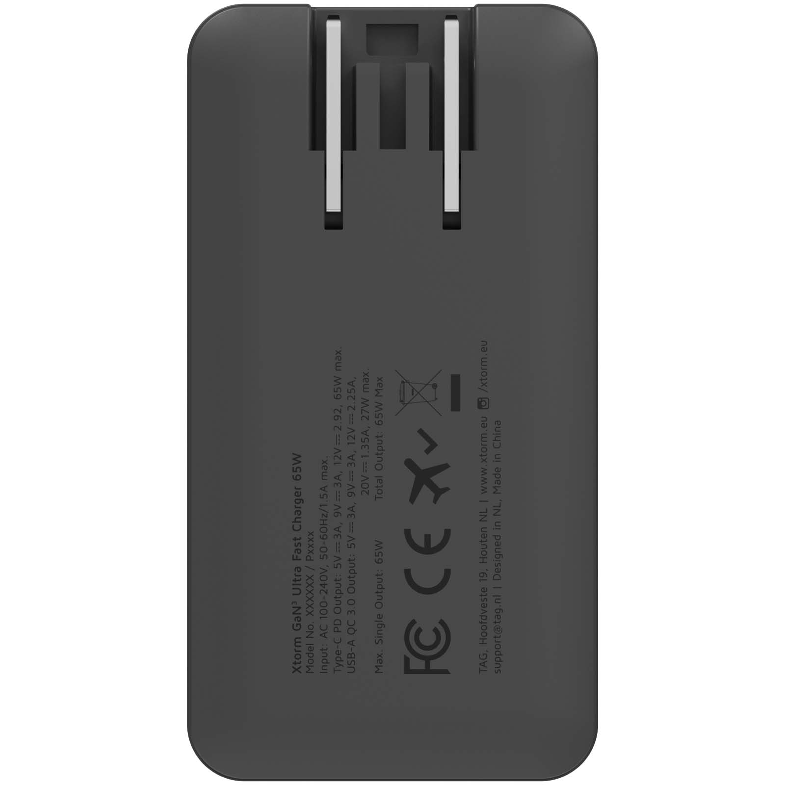 Cargador de viaje de carga rápida de 65 W con cable y estuche Xtorm