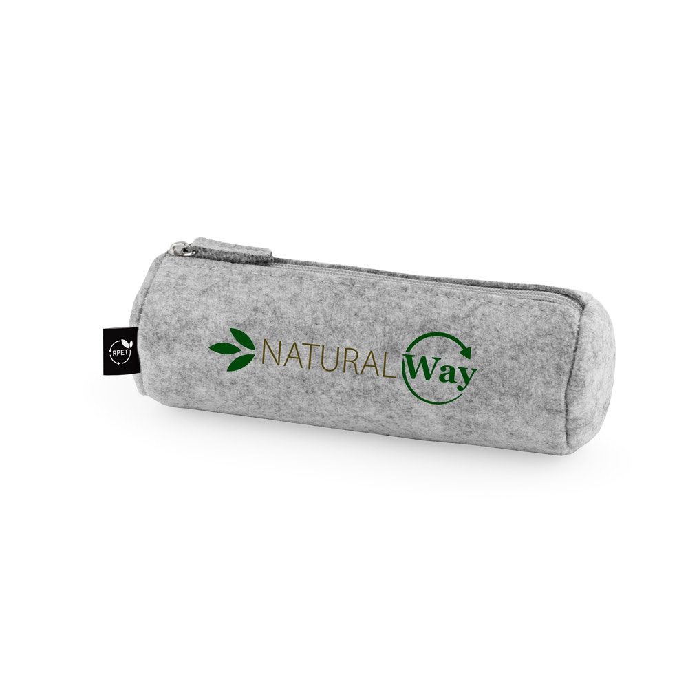 NOMAD. Estuche multiusos en fieltro reciclado (100% rPET) con regla, lápices, goma y sacapuntas