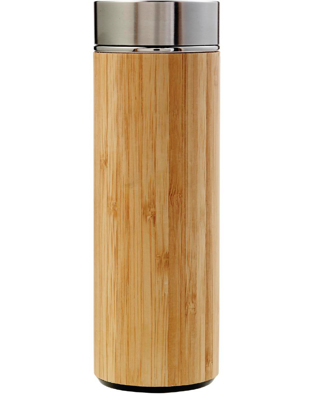 Drinking bottle Yara | Stainless steel and bamboo | 420 ml | Tea infuser