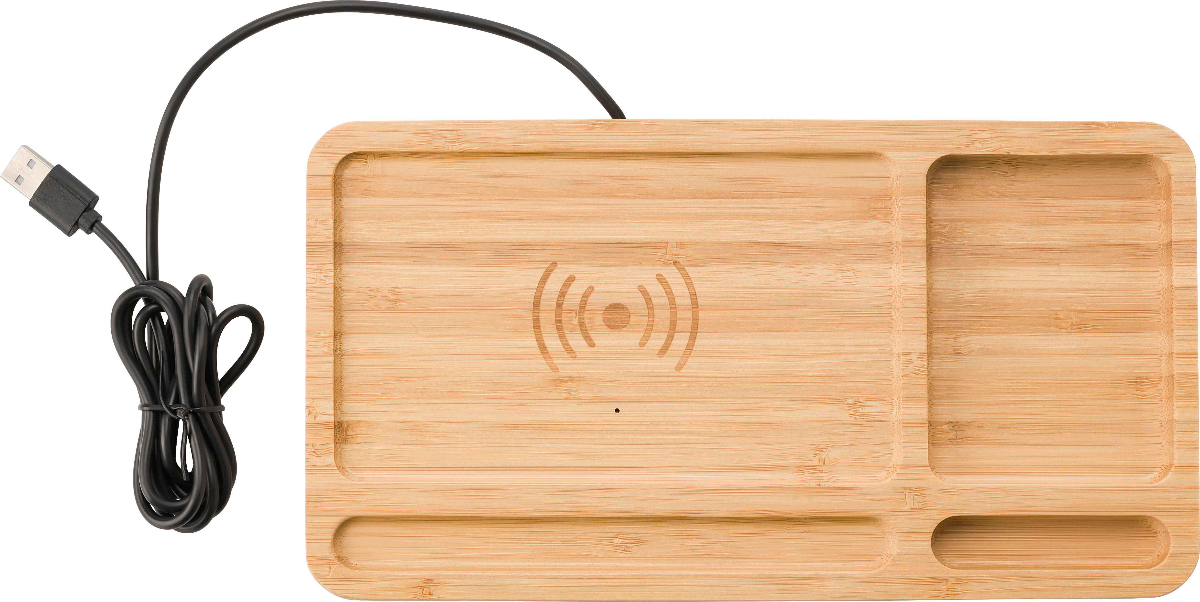 Wireless charger Faye | Bamboo | Desk organizer