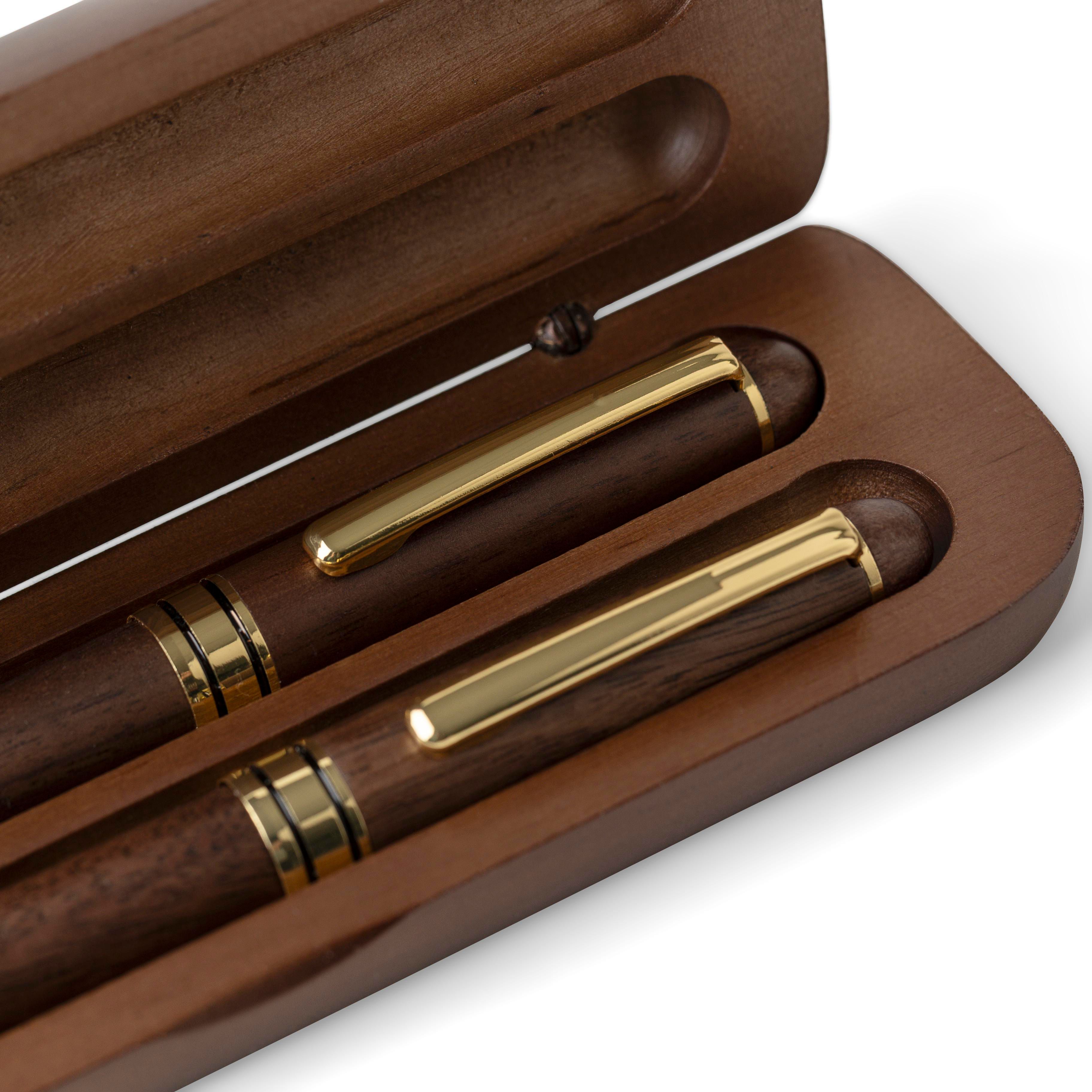 Set de escritura de madera de nogal Adelina