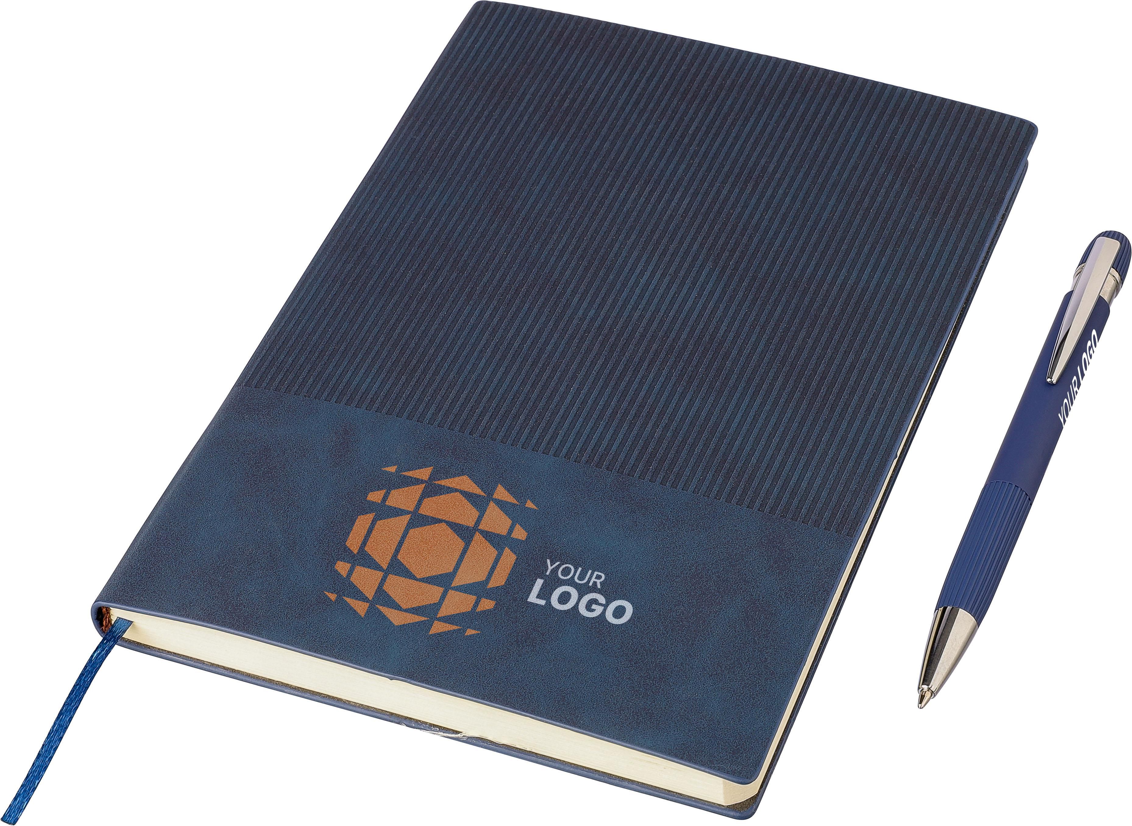 Recycled PU notebook (A5) and ballpen set Tarek