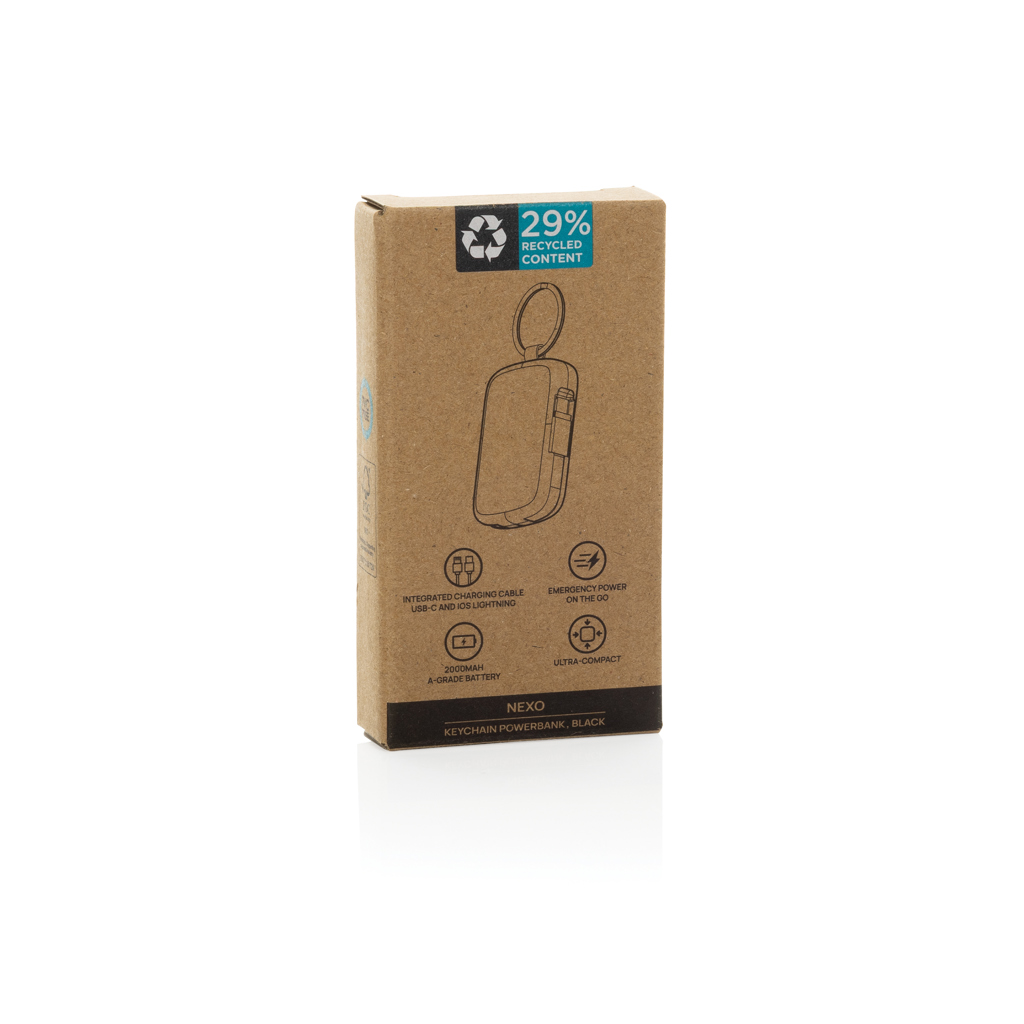 Nexo RCS keychain 2000 mah powerbank with integrated cables