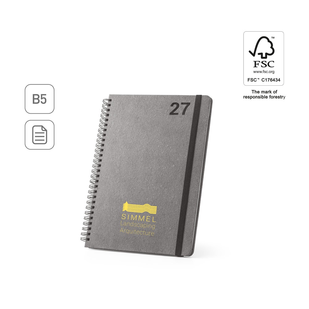 SIMMEL B5. B5 diary with rings in leather (58% recycled)