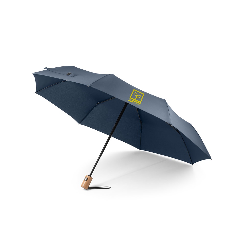 RIVER. Telescopic umbrella in 190T recycled polyester (100% rPET) pongee with automatic opening and closing
