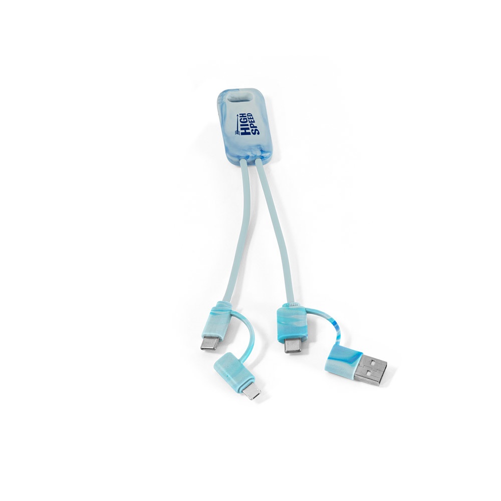 BERNERS. Cable USB 6 en 1 ultrarrápido en PET reciclado (100% rPET)