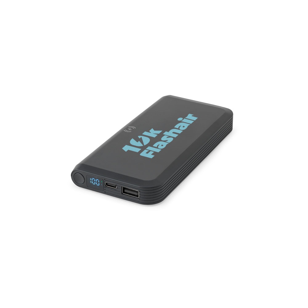 BECKER 10. 10.000 mAh power bank in recycled ABS (100% rABS) with 15W superfast wireless charger