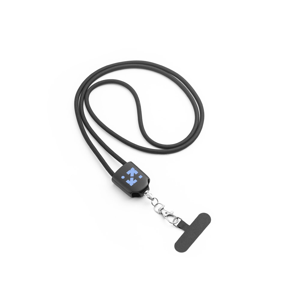 ZEWAIL. Lanyard with included smartphone holder, USB-C cable and various adapters in recycled ABS and recycled TPE