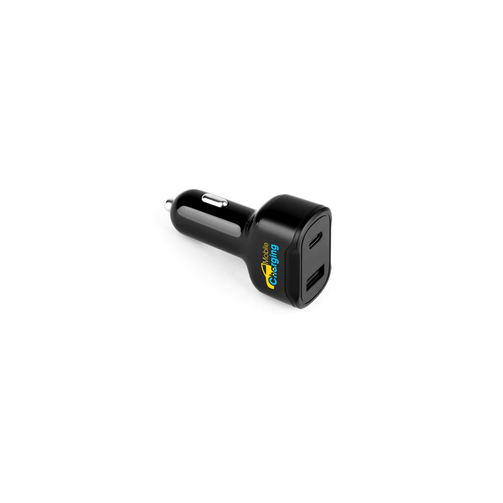 DIRAC. Adaptador para mechero con puerto USB-A de 18 W y USB-C de 20 W en ABS reciclado (100 % rABS)
