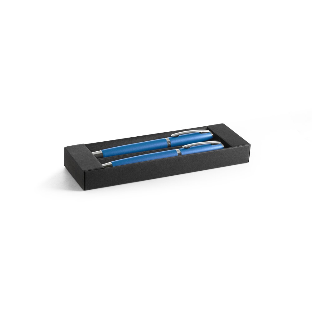 RE-LANDO-SET. Roller and ball pen set with recycled aluminium (100% rAL) body